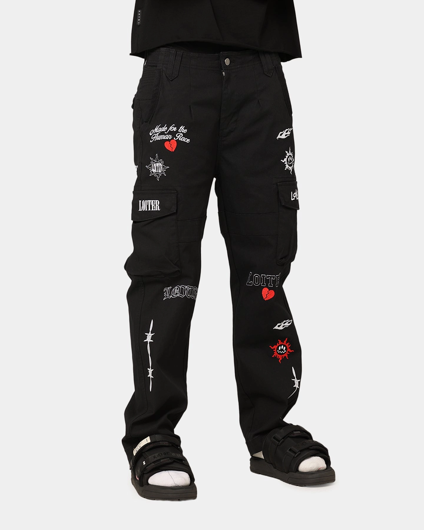Loiter Sketch Cargo Pants Black HypoallergenicMaterial