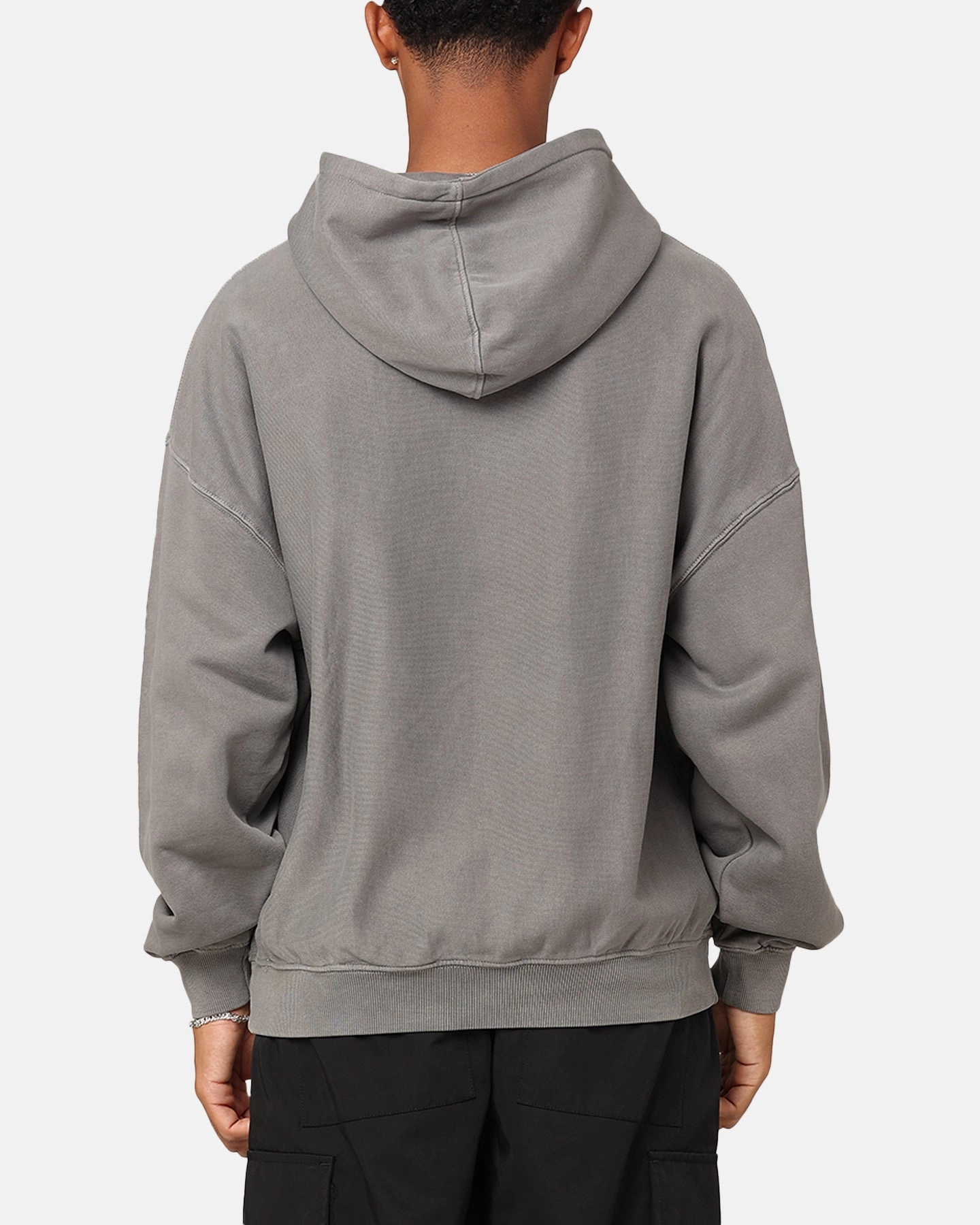 Multipanel Construction Carre Love Rose Oversized Hoodie Washed Charcoal