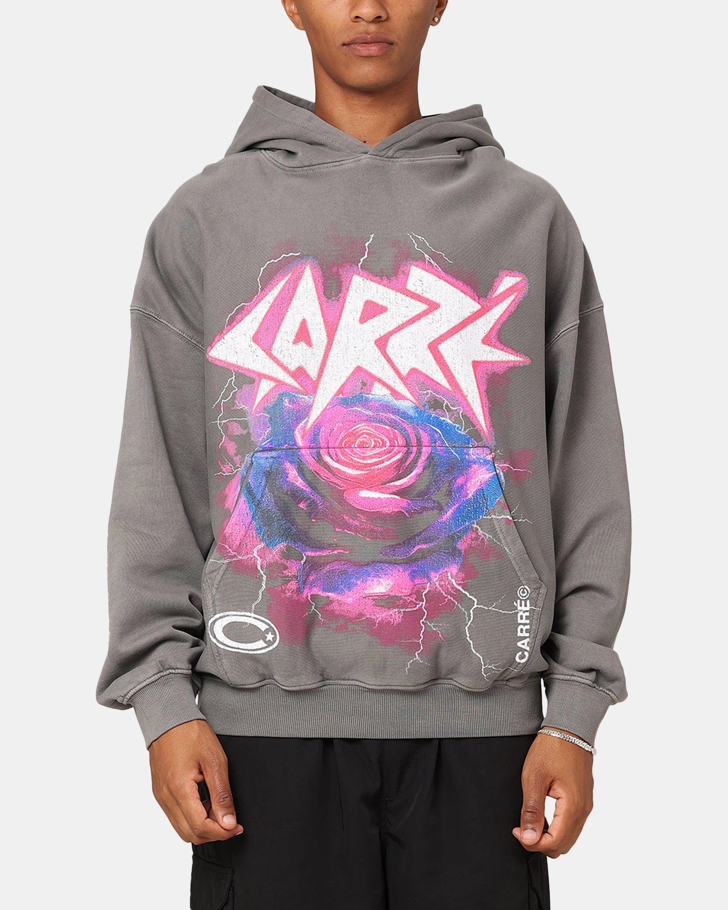 suburban residents Carre Love Rose Oversized Hoodie Washed Charcoal