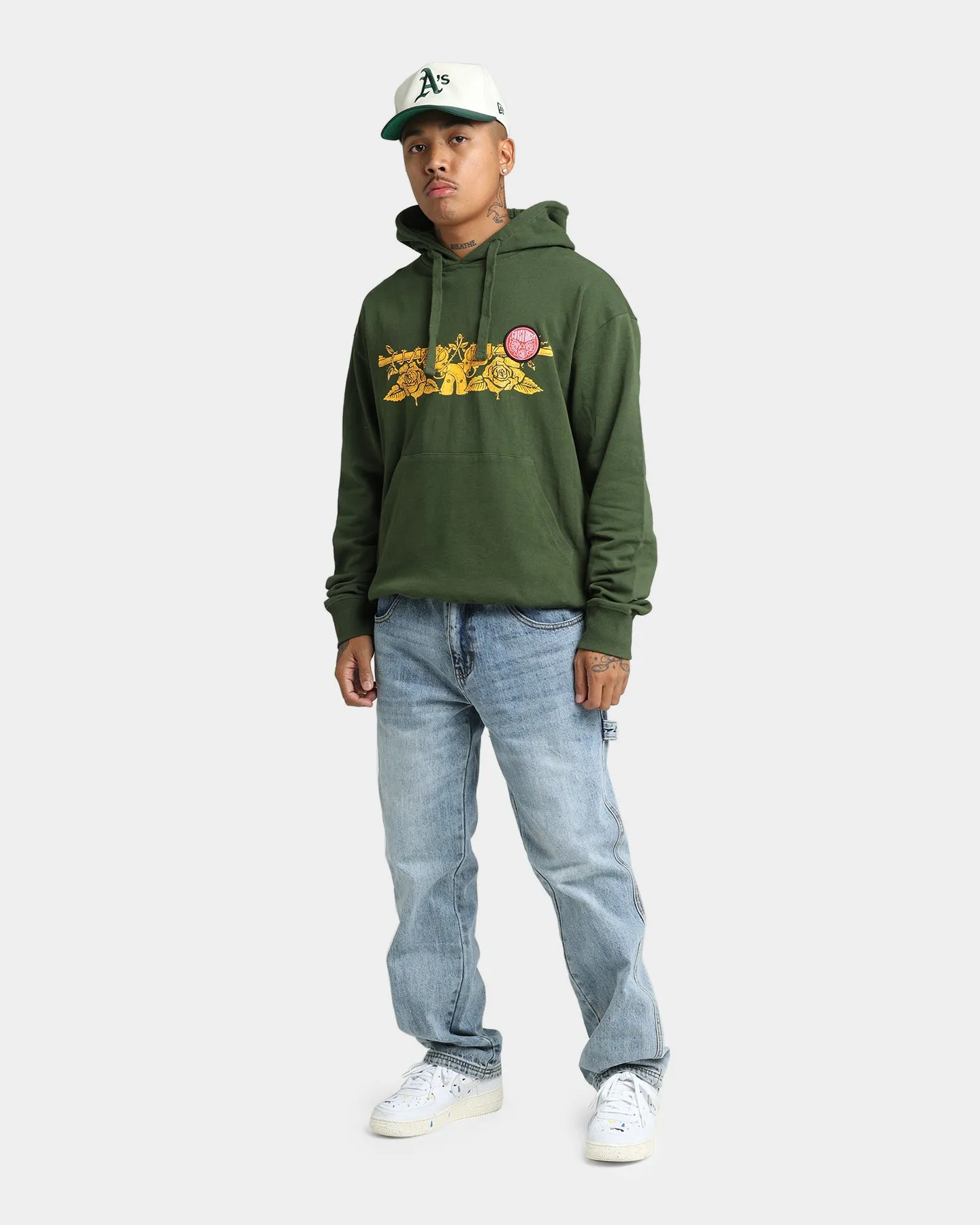 Guns N Roses Gun Logo Hoodie Forest Green Position