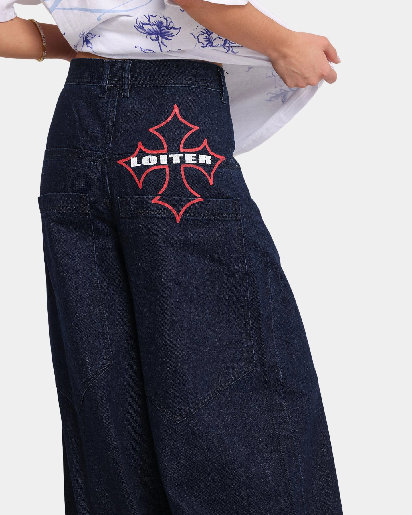 Street Fashion Casual Winter Warmth Loiter Skate Jeans Dark Indigo