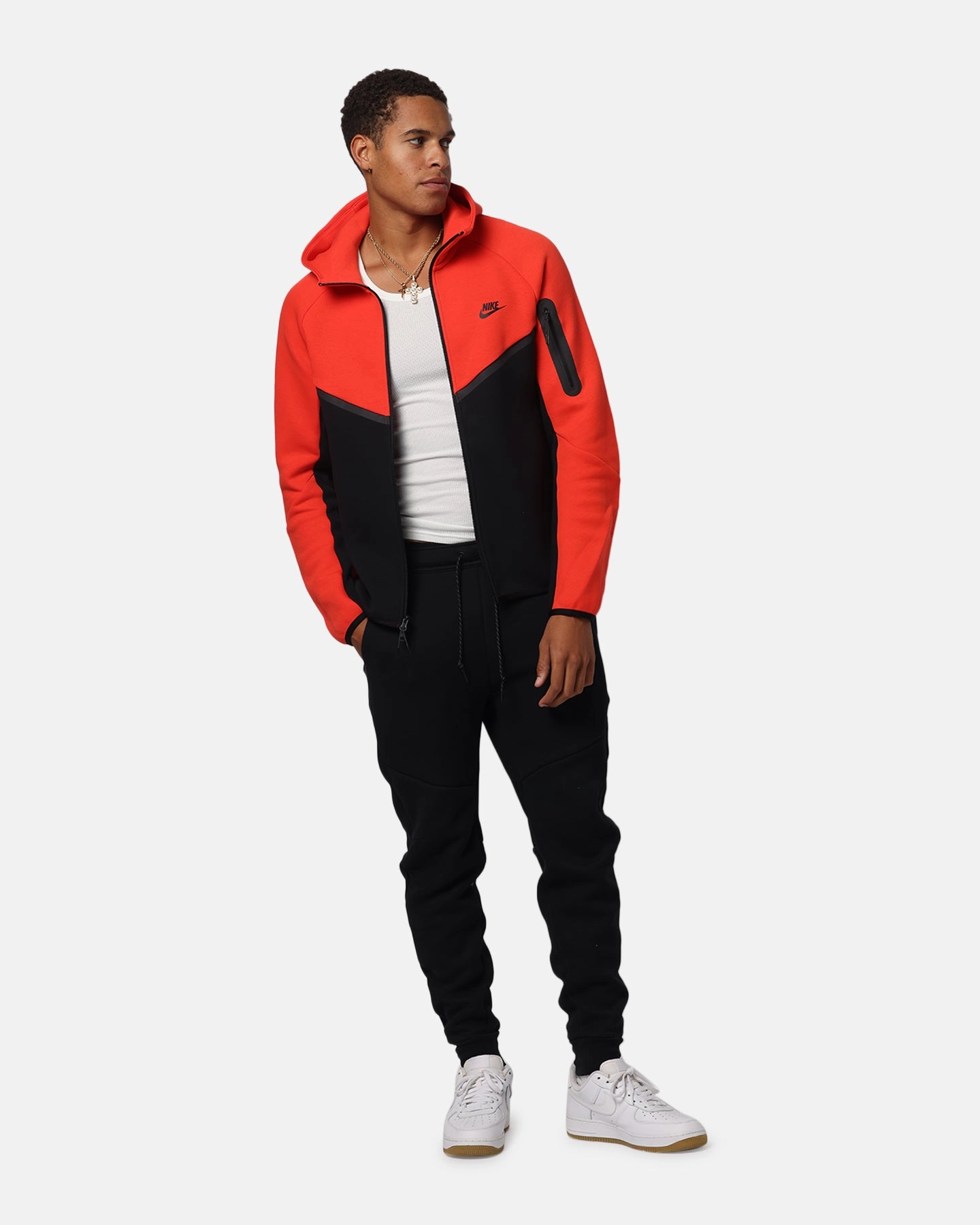 Casual Warmth Light Insulation Nike Sportswear Tech Fleece Windrunner Full-Zip Hoodie Jacket Lt Crimson/Black