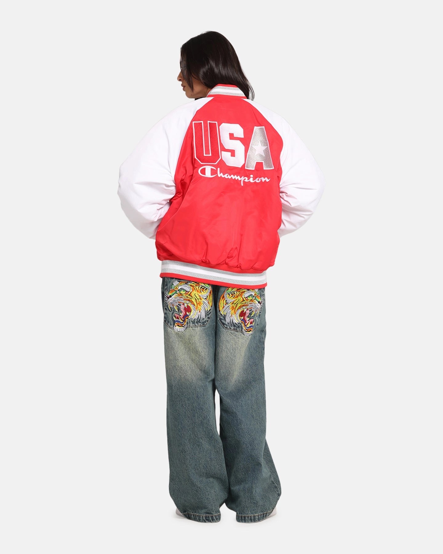 Champion Rebel USA Letterman Jacket Red Spark Csi Odor Resistant Treatment