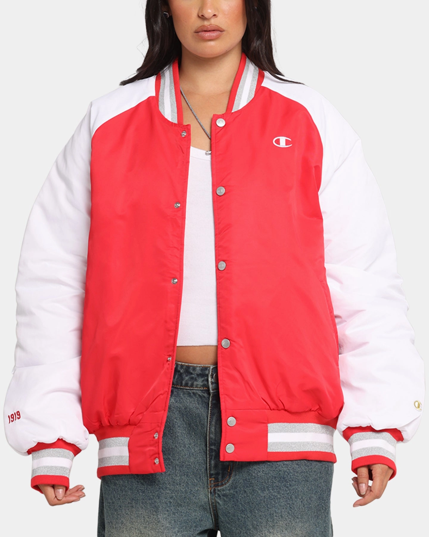 Champion Rebel USA Letterman Jacket Red Spark Csi Reflective Safety Details