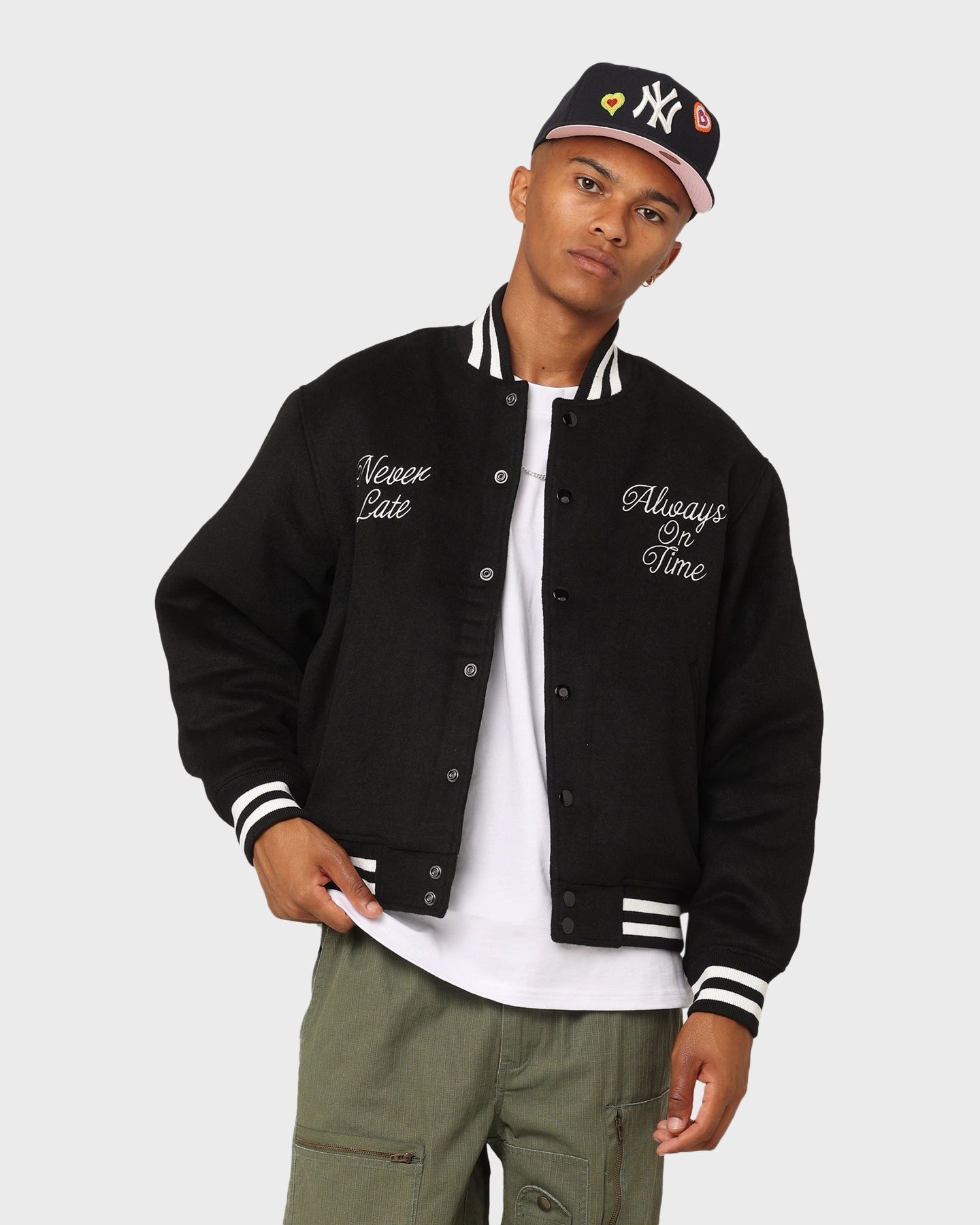 Obey Time Varsity Jacket Black Corduroy Commend