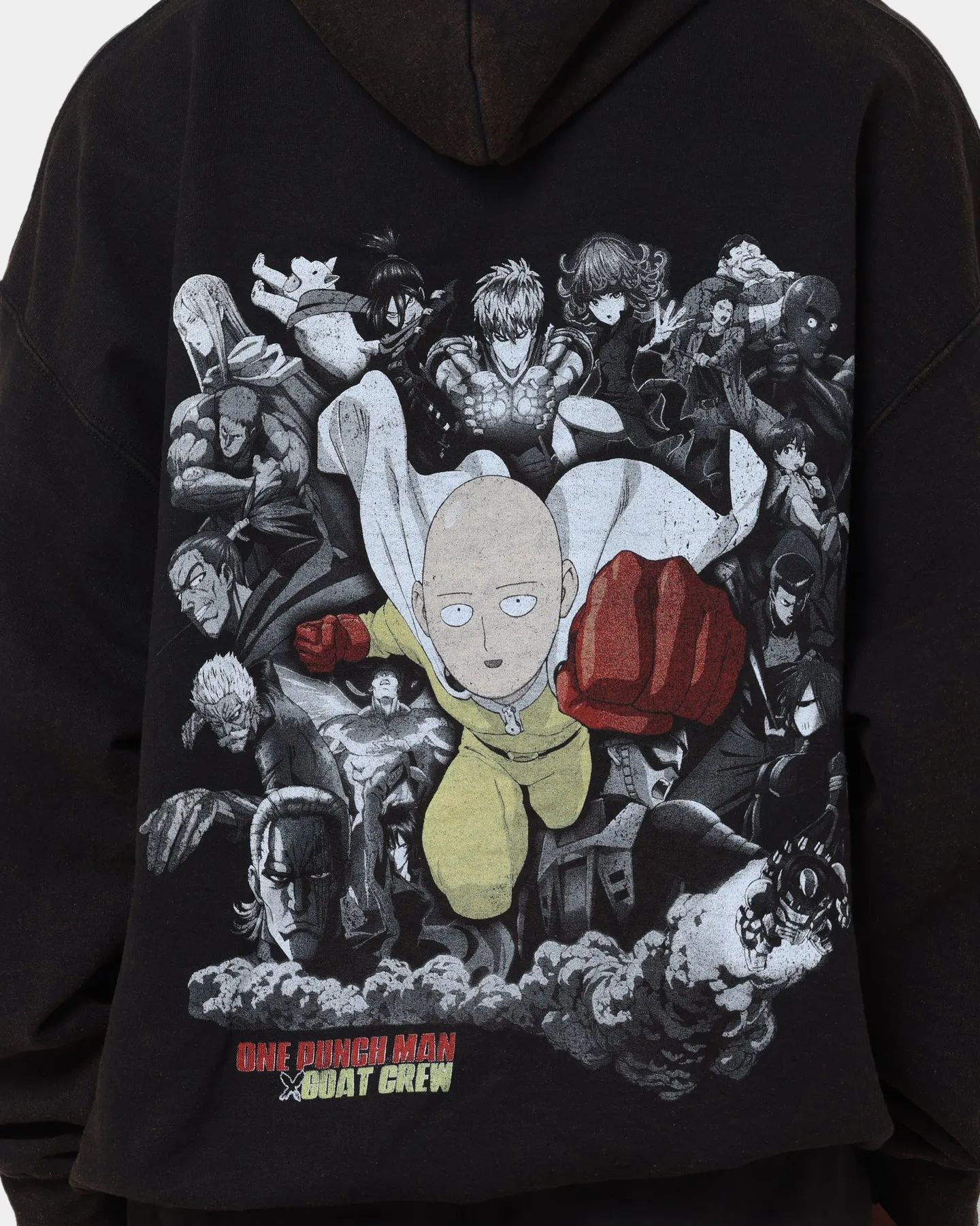 Treasure Goat Crew X One Punch Man One Punch Man Vintage Hoodie Black Wash