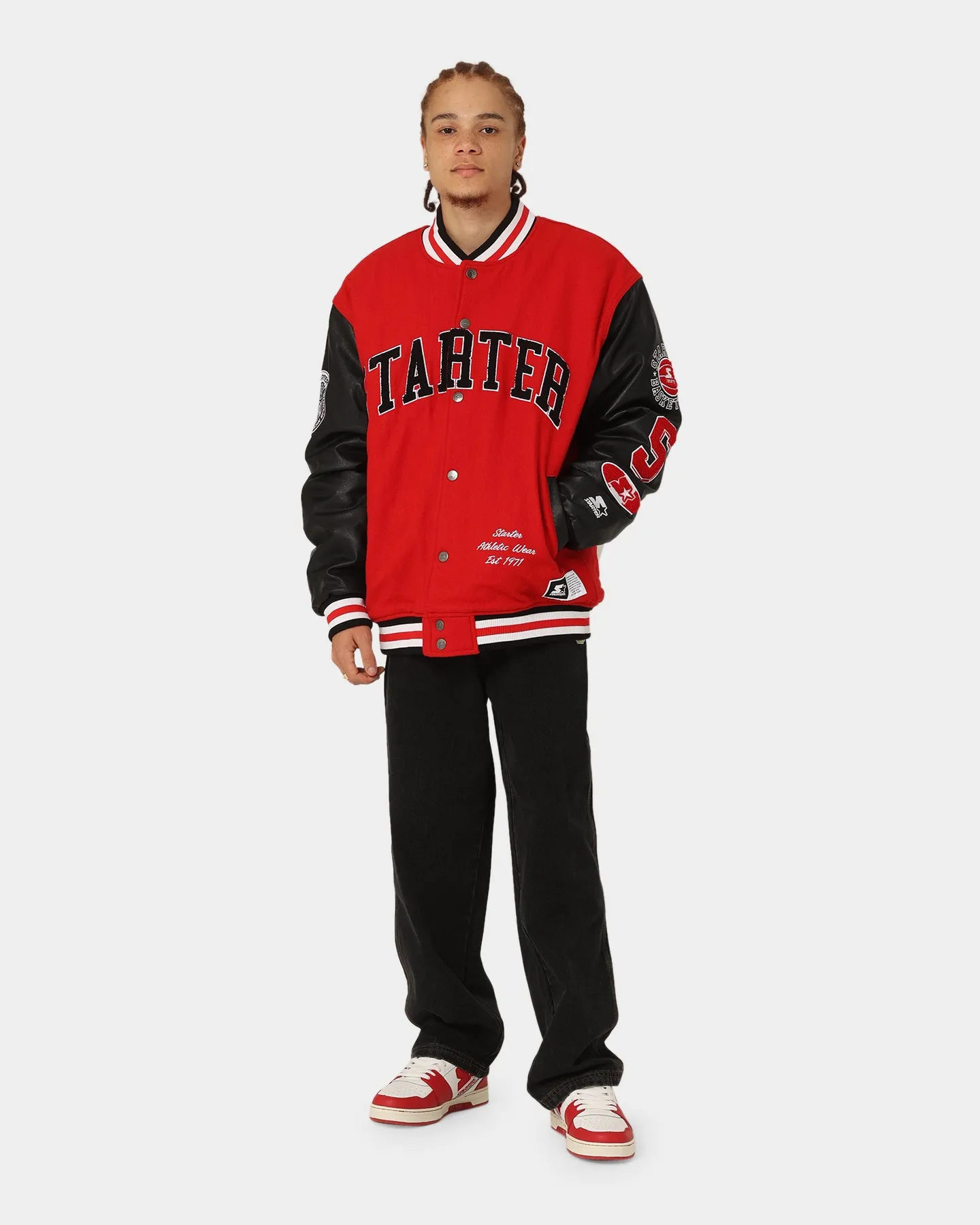 Starter Champs Arch Varsity Jacket Red/Black Collared
