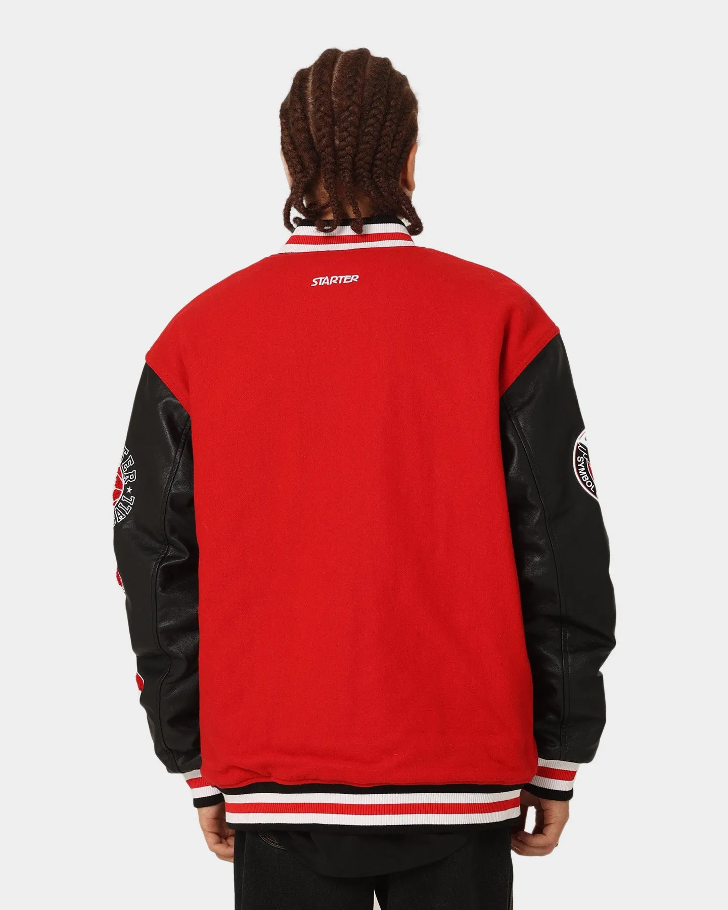 Warm Outer Layer Skinny Fit Starter Champs Arch Varsity Jacket Red/Black
