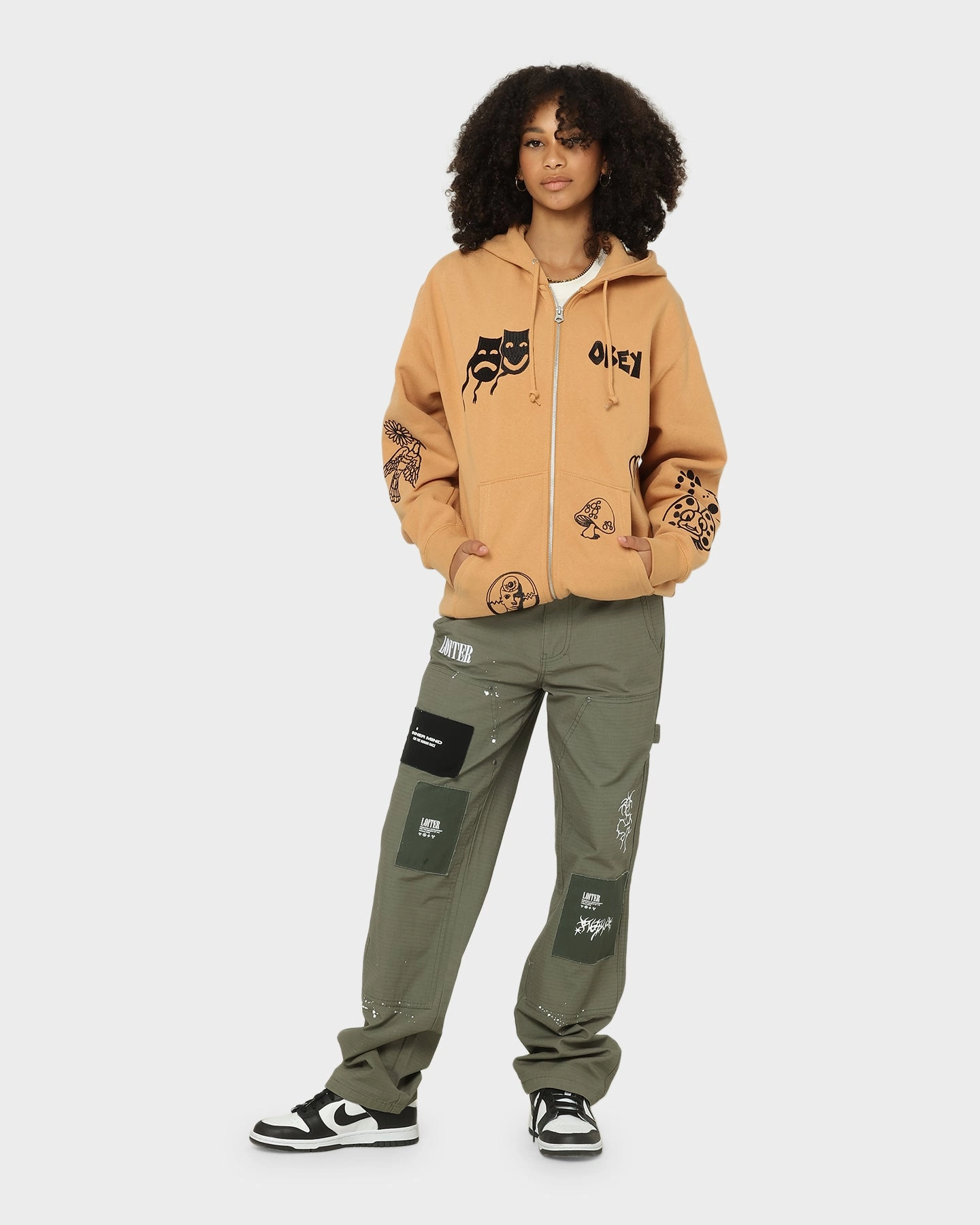 Obey Flash Zip Hoodie Rabbit Paw night Odor Resistant Treatment