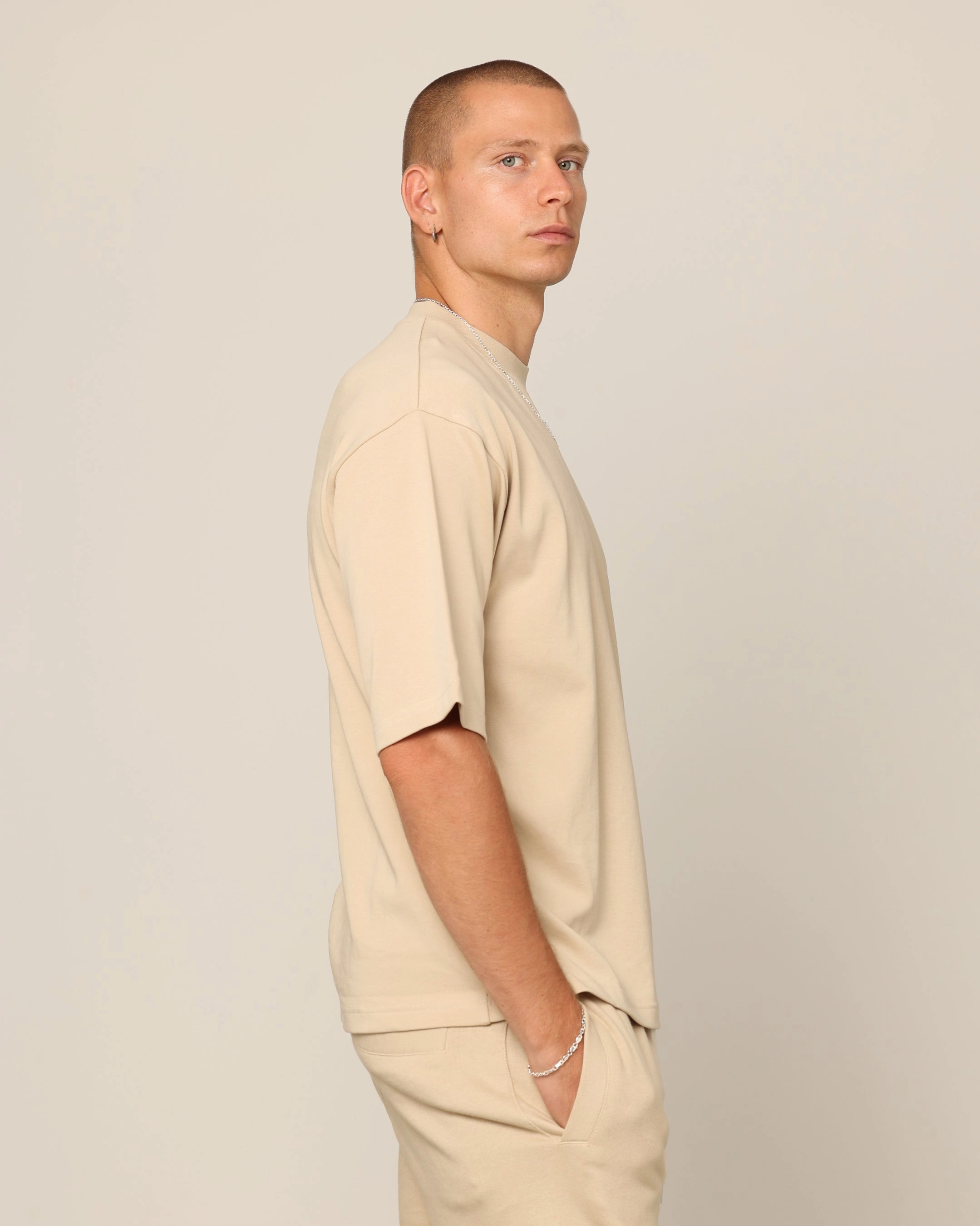 Carr?? Blanc Boxy T-Shirt Stone Textured Surface