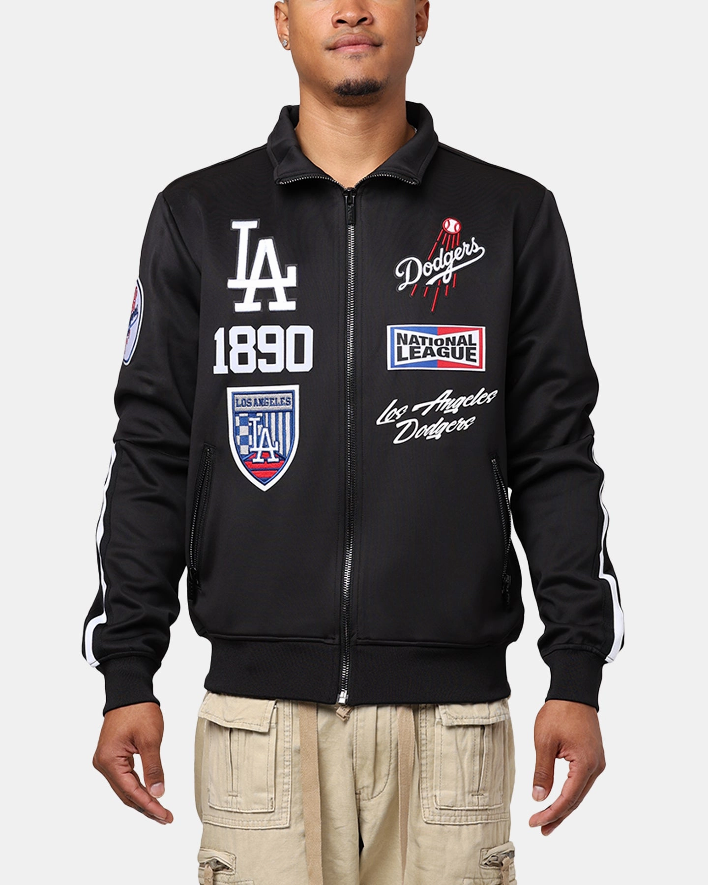 Pro Standard Los Angeles Dodgers Fast Lane Track Jacket Black ZipperClosure