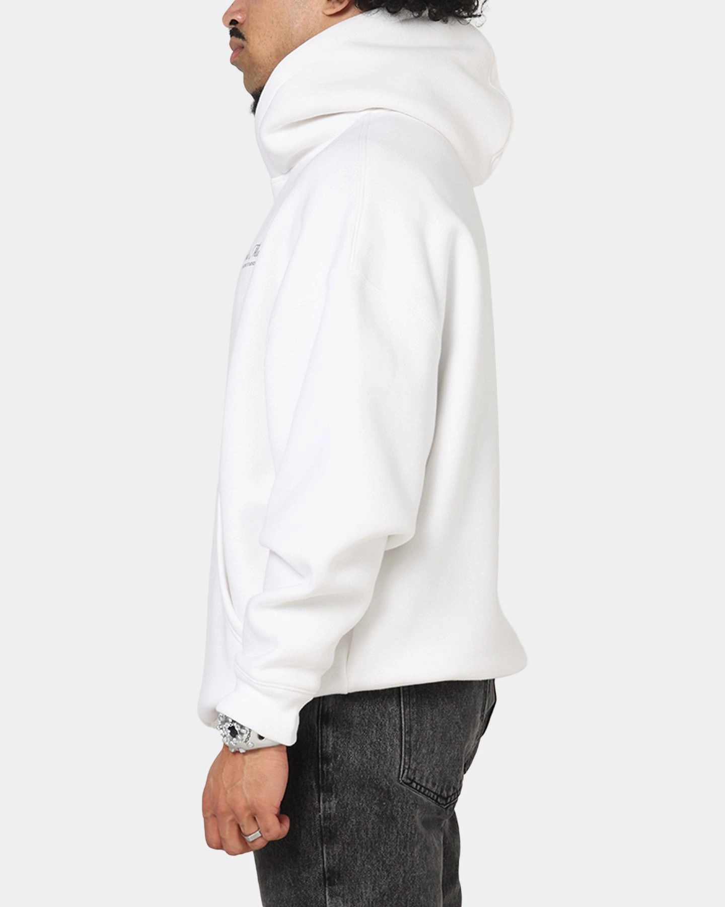 Saint Morta Studios Logo Boxy Hoodie White Winter Fashion Solid Color