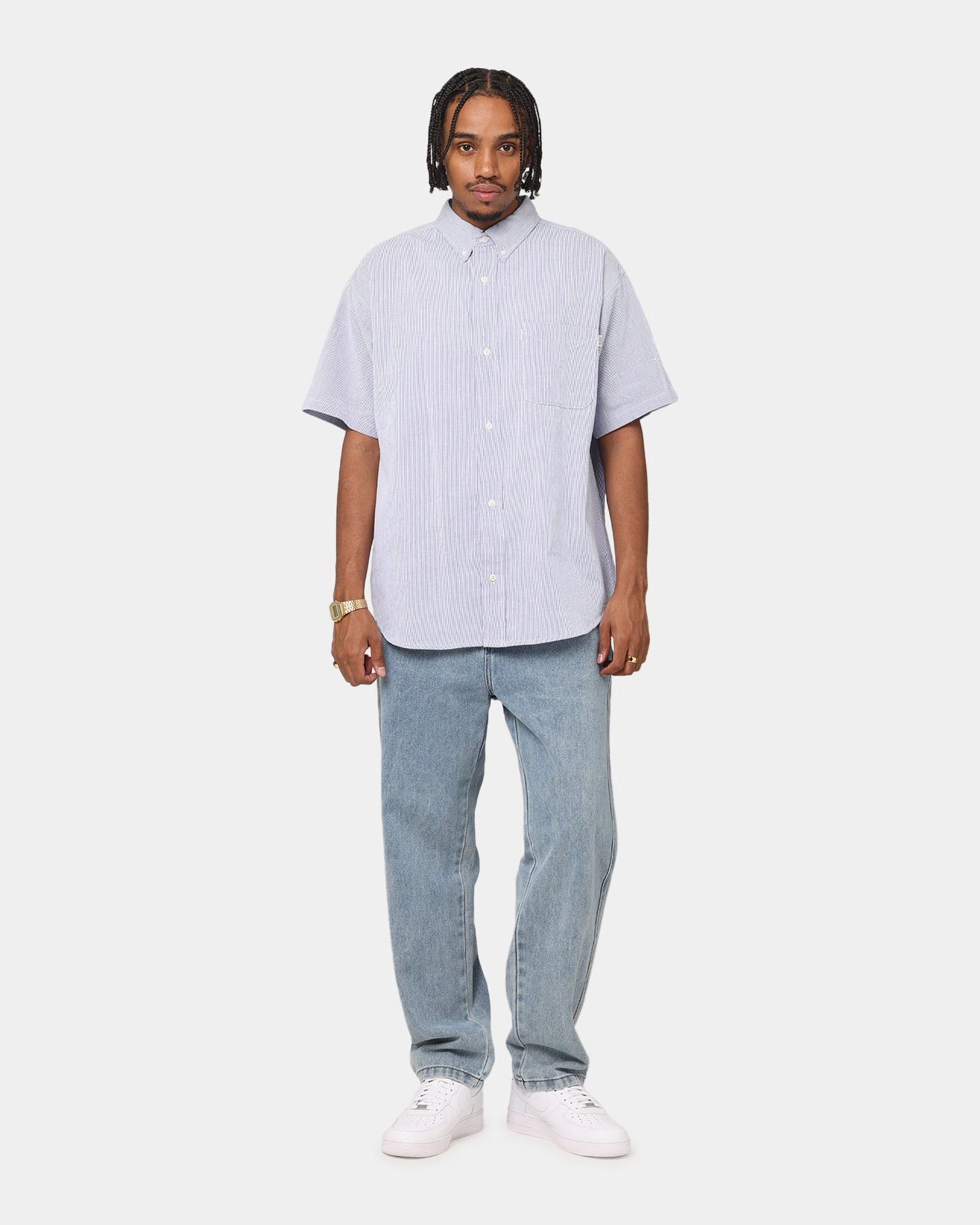 No Fuss Style S Double Denim Standard Jeans Denim Fade