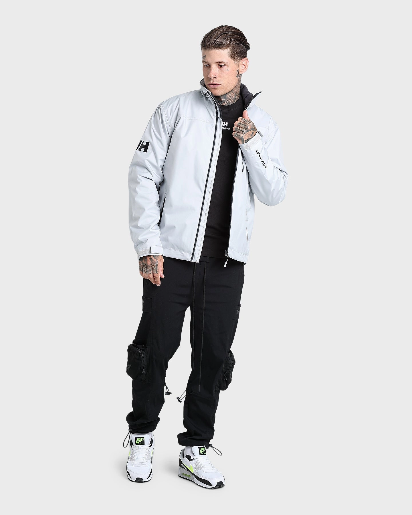 Helly Hansen Crew Midlayer Jacket Grey Fog car Hook and loop fasteners