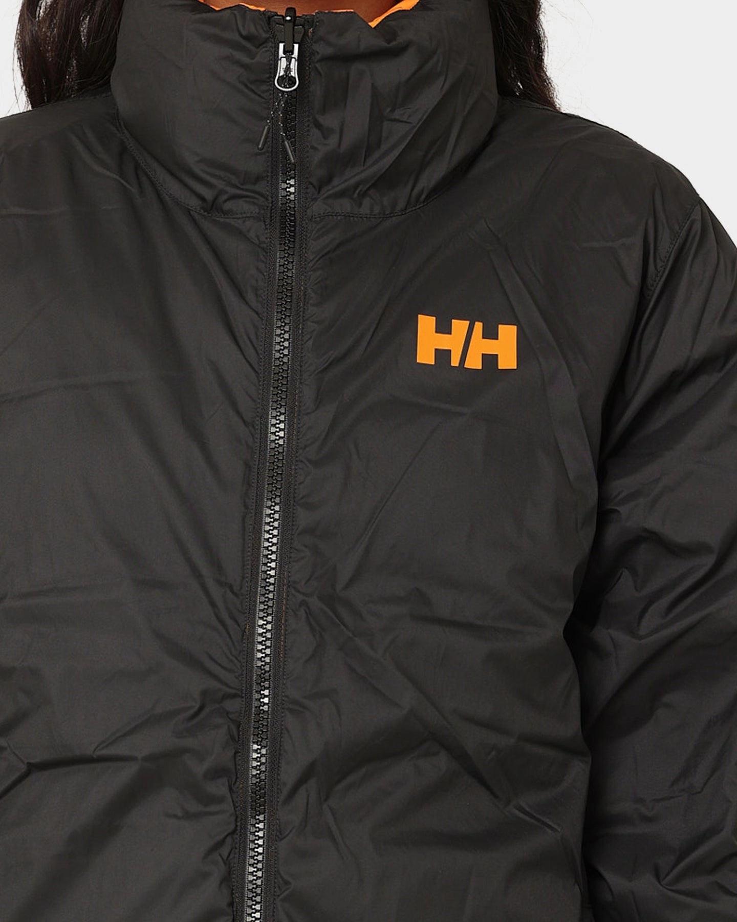 Helly Hansen HH Reversible Down Puffer Jacket Poppy Orange Ergonomic Stitching