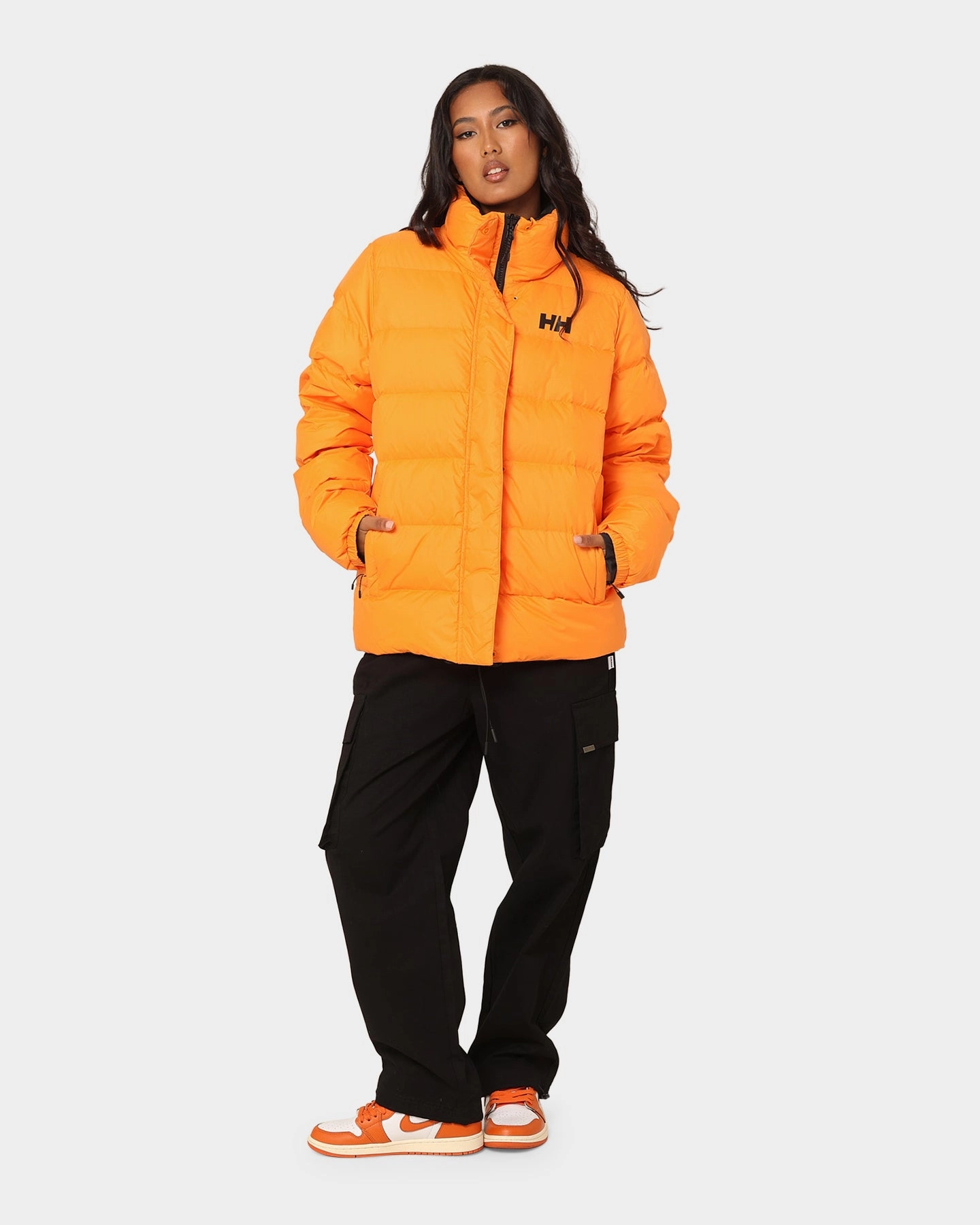 Ventilation Grommets Helly Hansen HH Reversible Down Puffer Jacket Poppy Orange