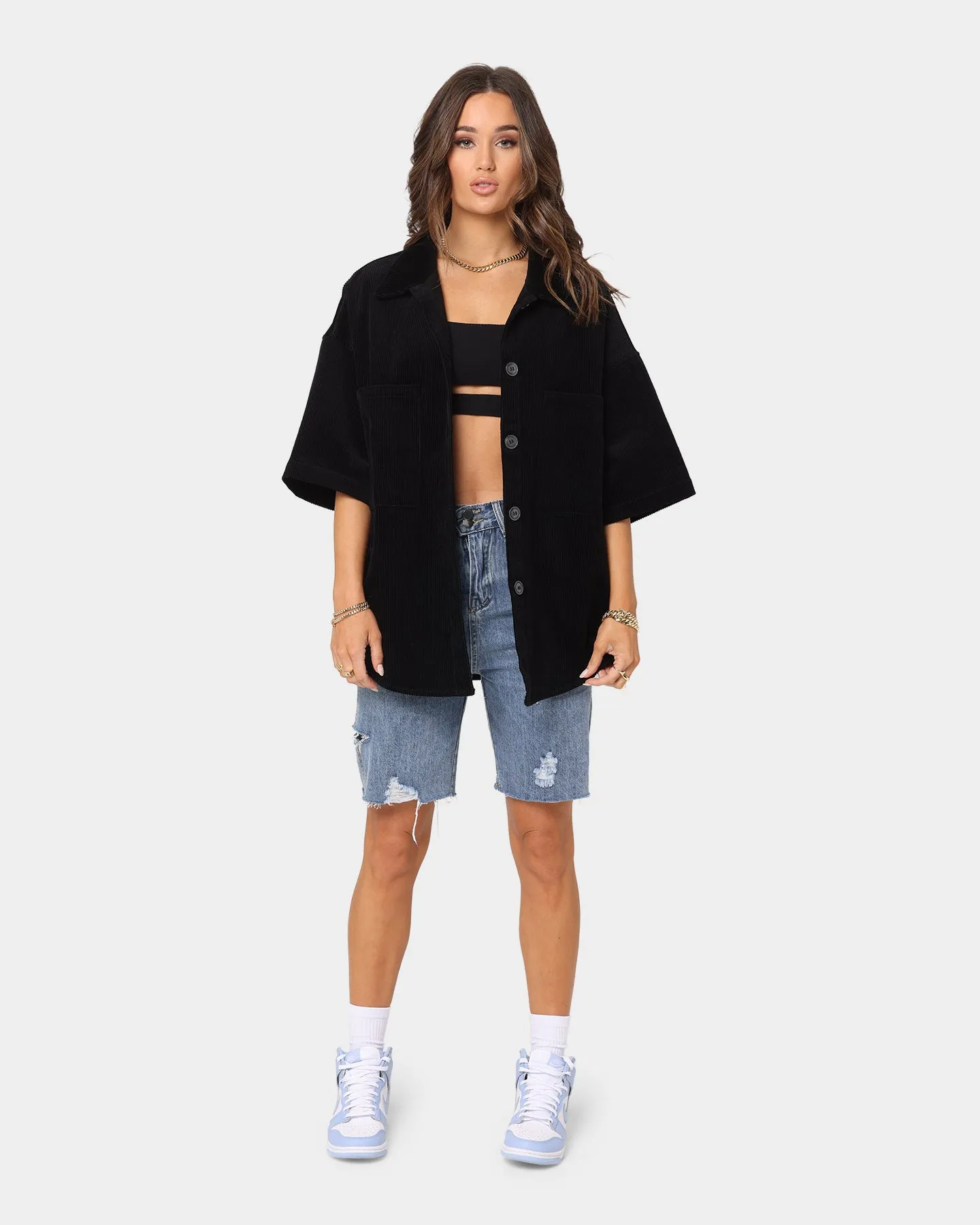 XXIII Women's Dope Corduroy Shacket Black Lightweight