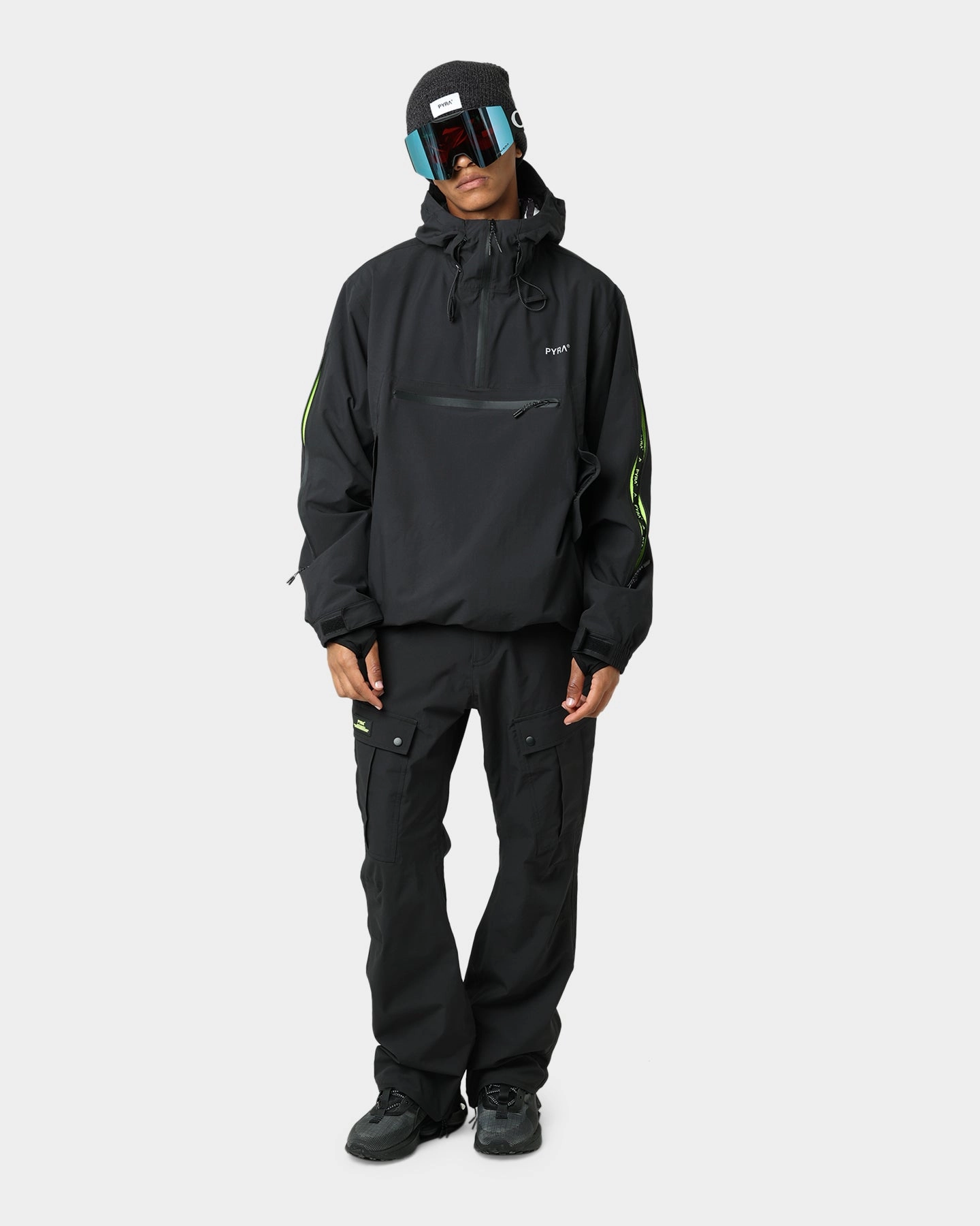 Pyra 10K Anorak Snow Jacket Black/Volt Layered construction