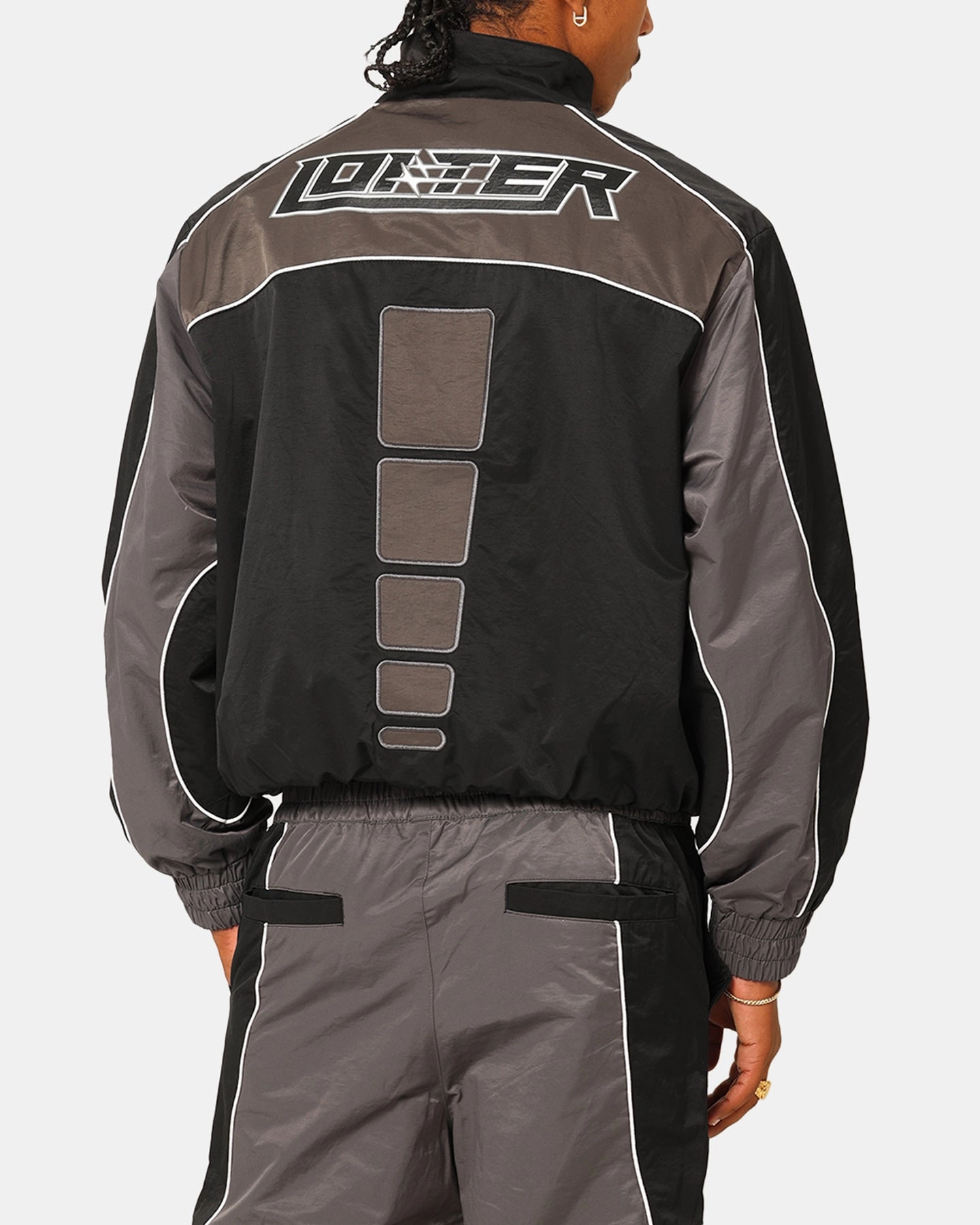Loiter Paradise Track Jacket Black/Grey Discover Seam Sealed Construction