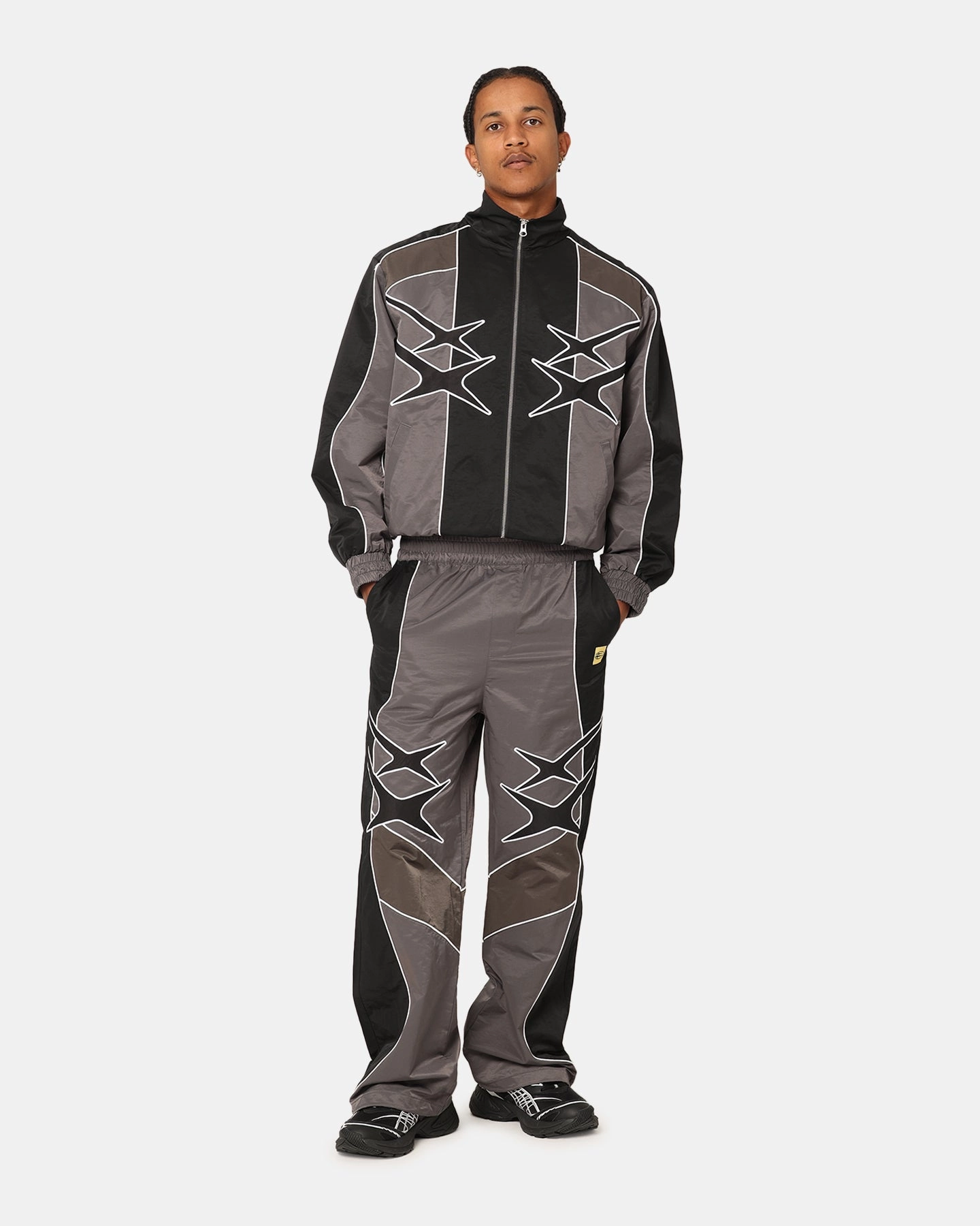 Loiter Paradise Track Jacket Black/Grey NonIrritating Tagless Neck