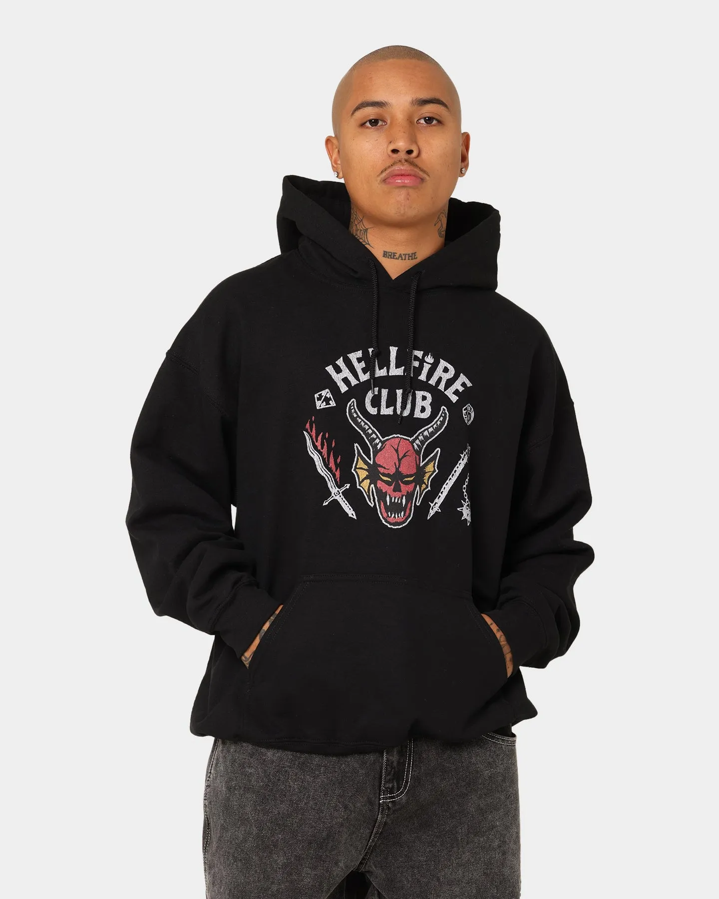 suitable for day wear Belted Goat Crew Goat Crew X Stranger Things Hellfire Hoodie Black