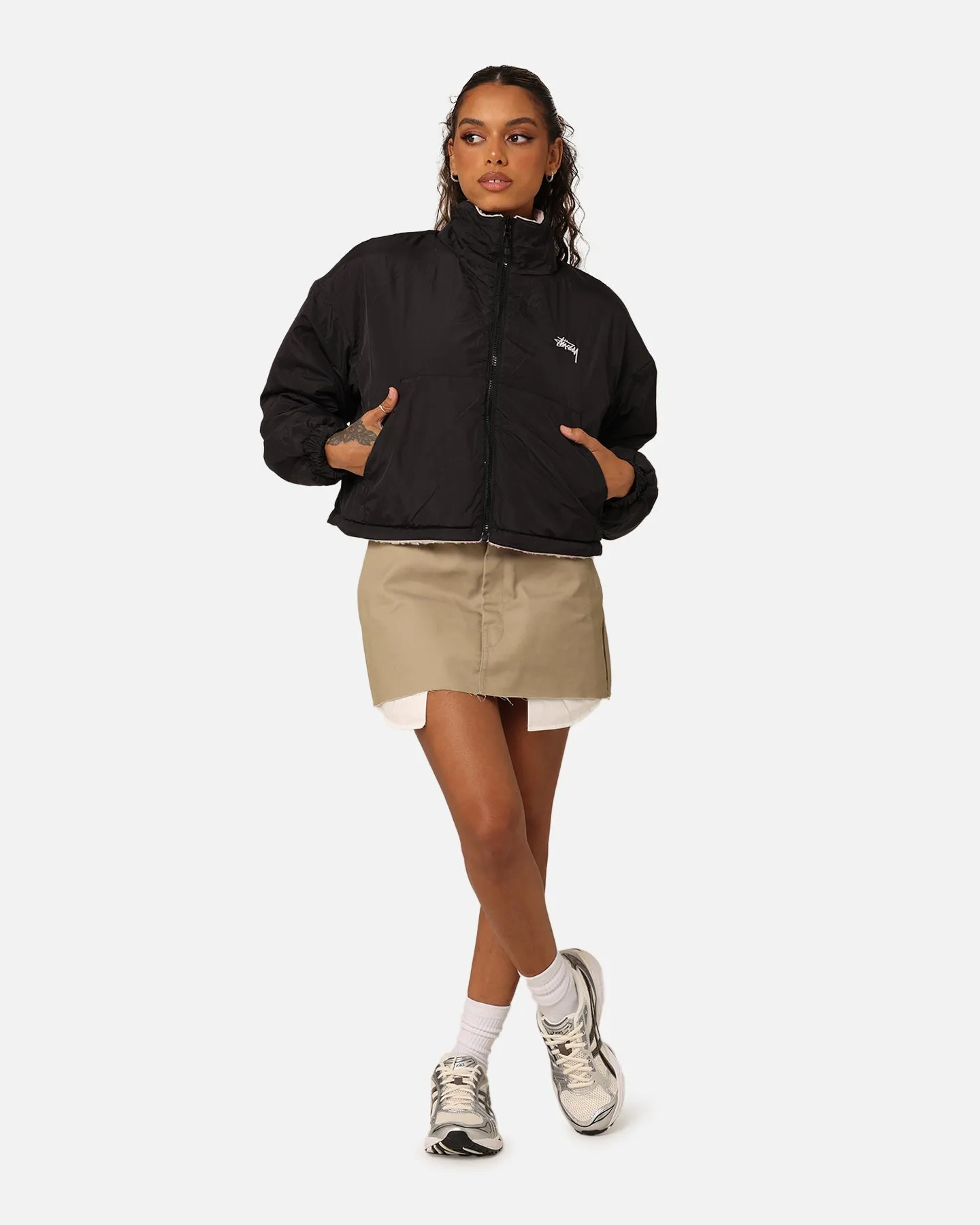 Stussy Women's Dragon Reversible Work Jacket Pink Sleek Fit