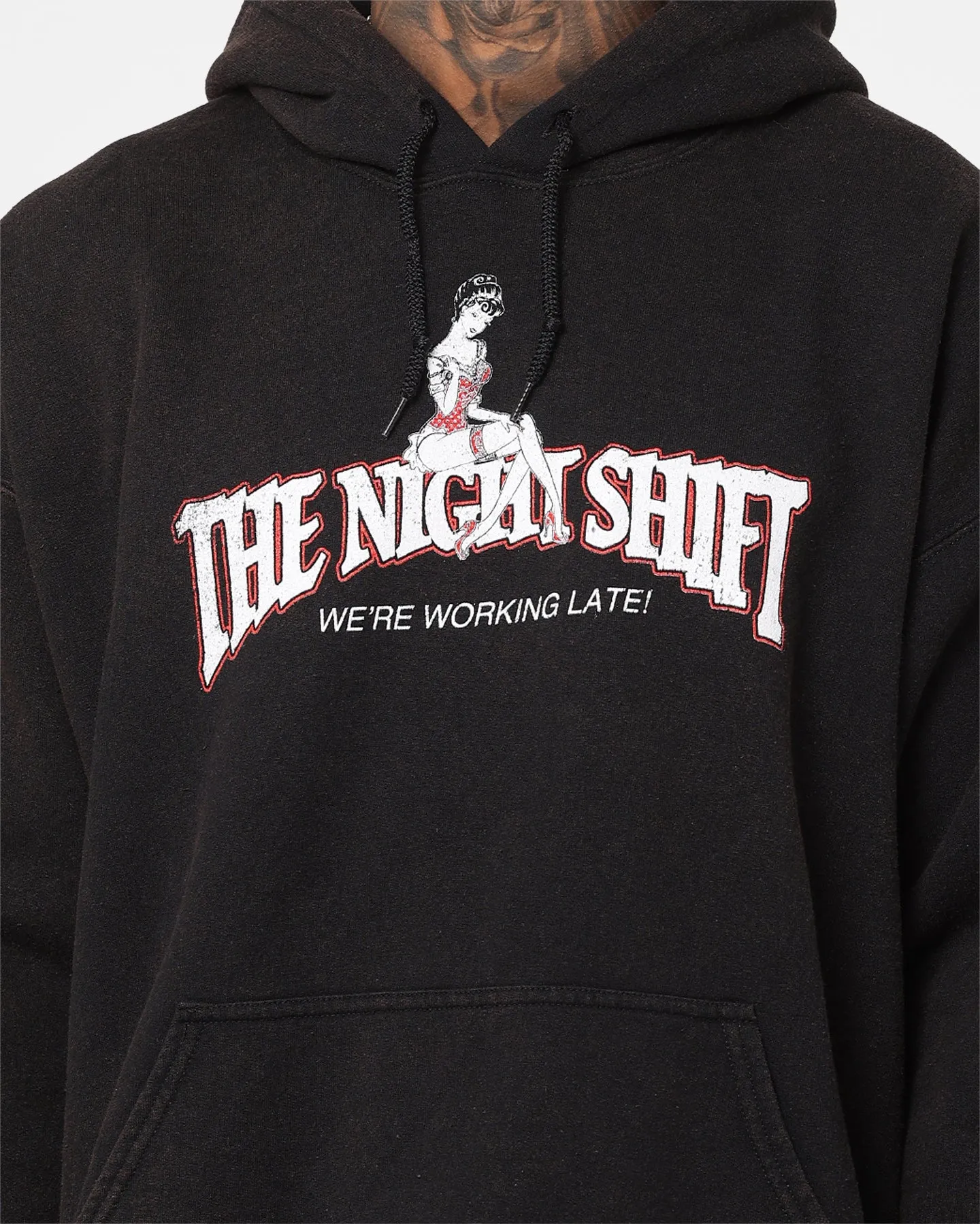 The Night Shift Gentlemen's Club Vintage Hoodie Black Wash Non Irritating Seams