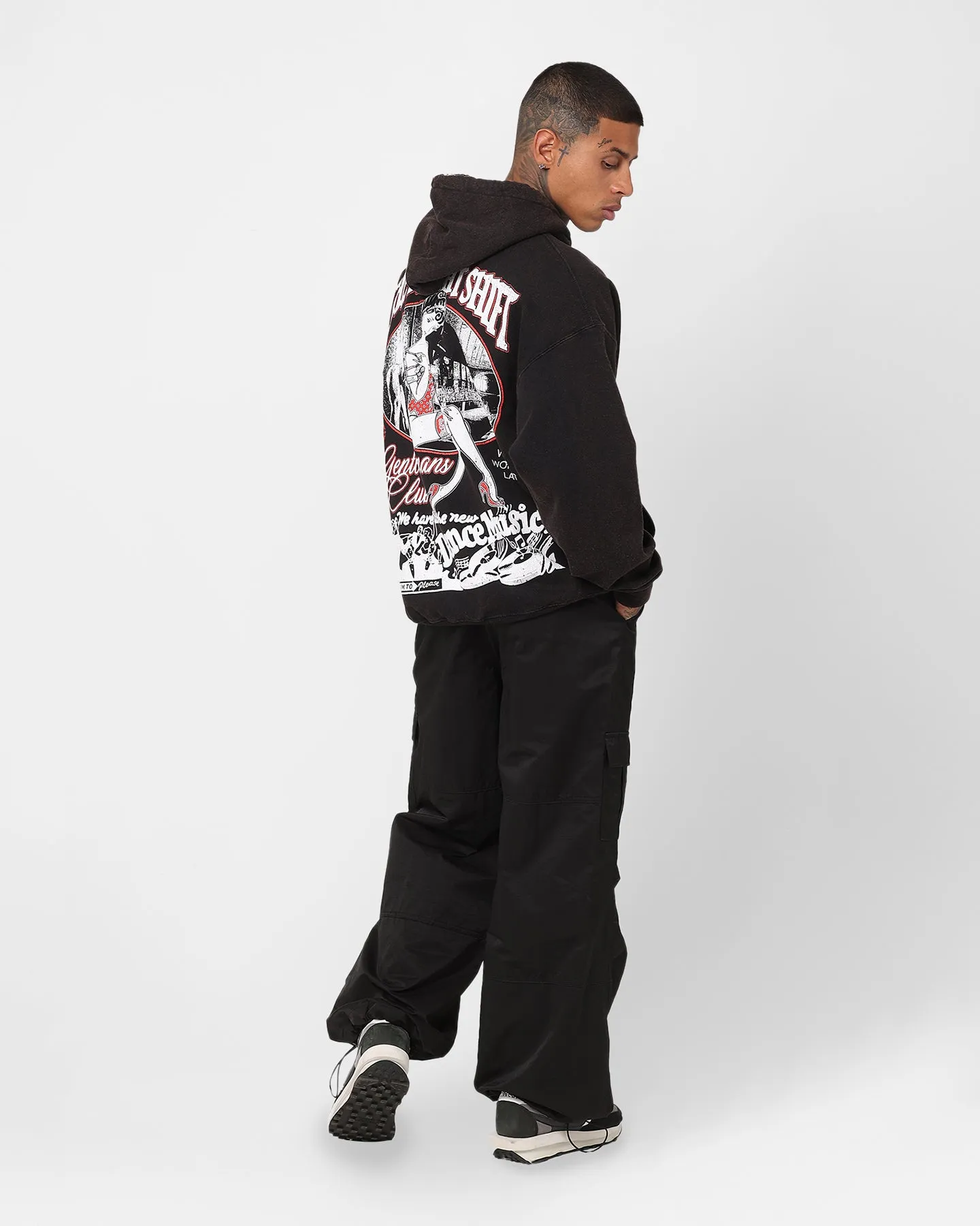 Cozy Lining Neutral Tones The Night Shift Gentlemen's Club Vintage Hoodie Black Wash