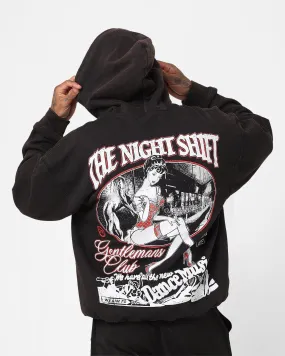 Convertible Sleeve Options The Night Shift Gentlemen's Club Vintage Hoodie Black Wash