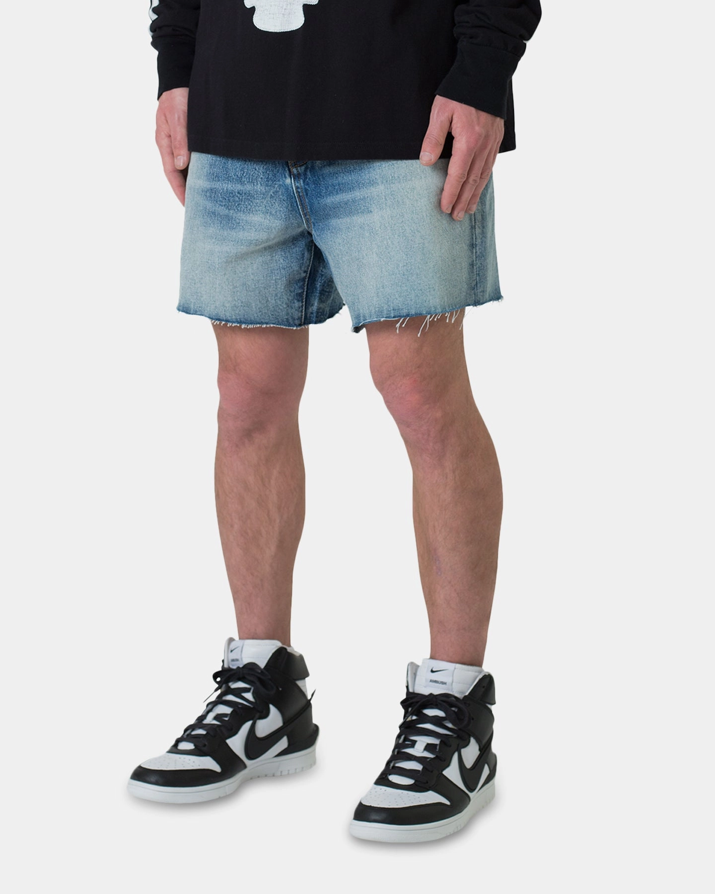 Midweight Texture water sports use MNML Cut Off Denim Shorts Blue