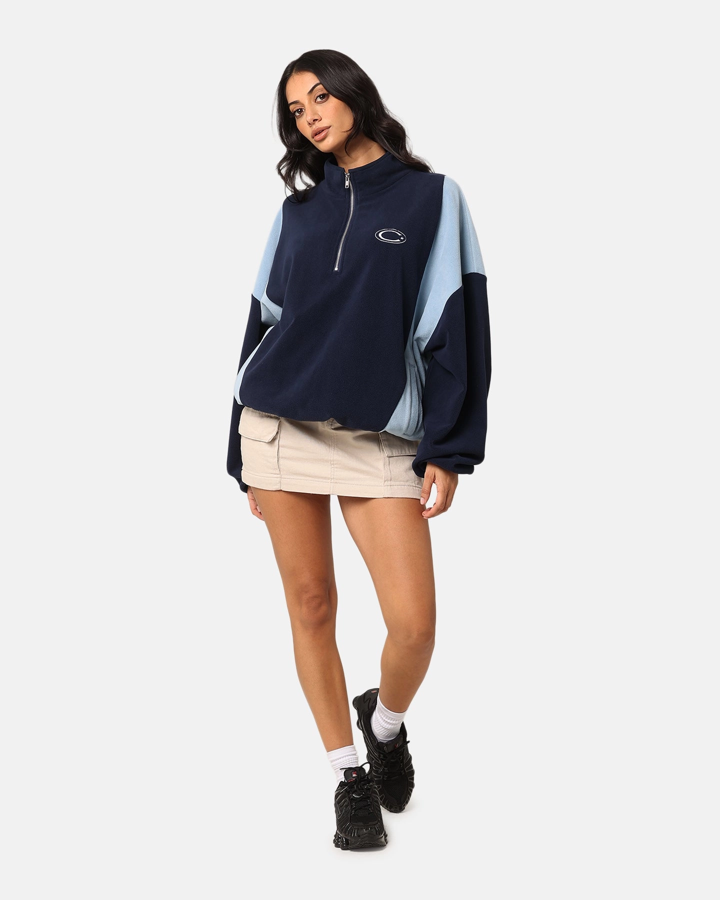 Compete Practical Wear Carre C-Star Polarfleece Quarter Zip Crewneck Light Blue/Mul