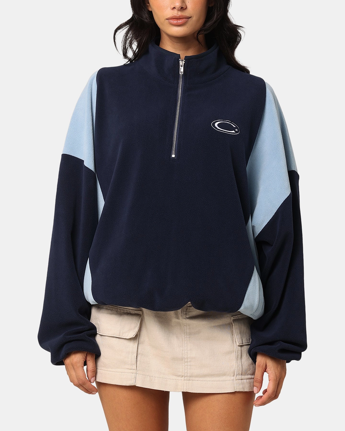 Generation Carre C-Star Polarfleece Quarter Zip Crewneck Light Blue/Mul