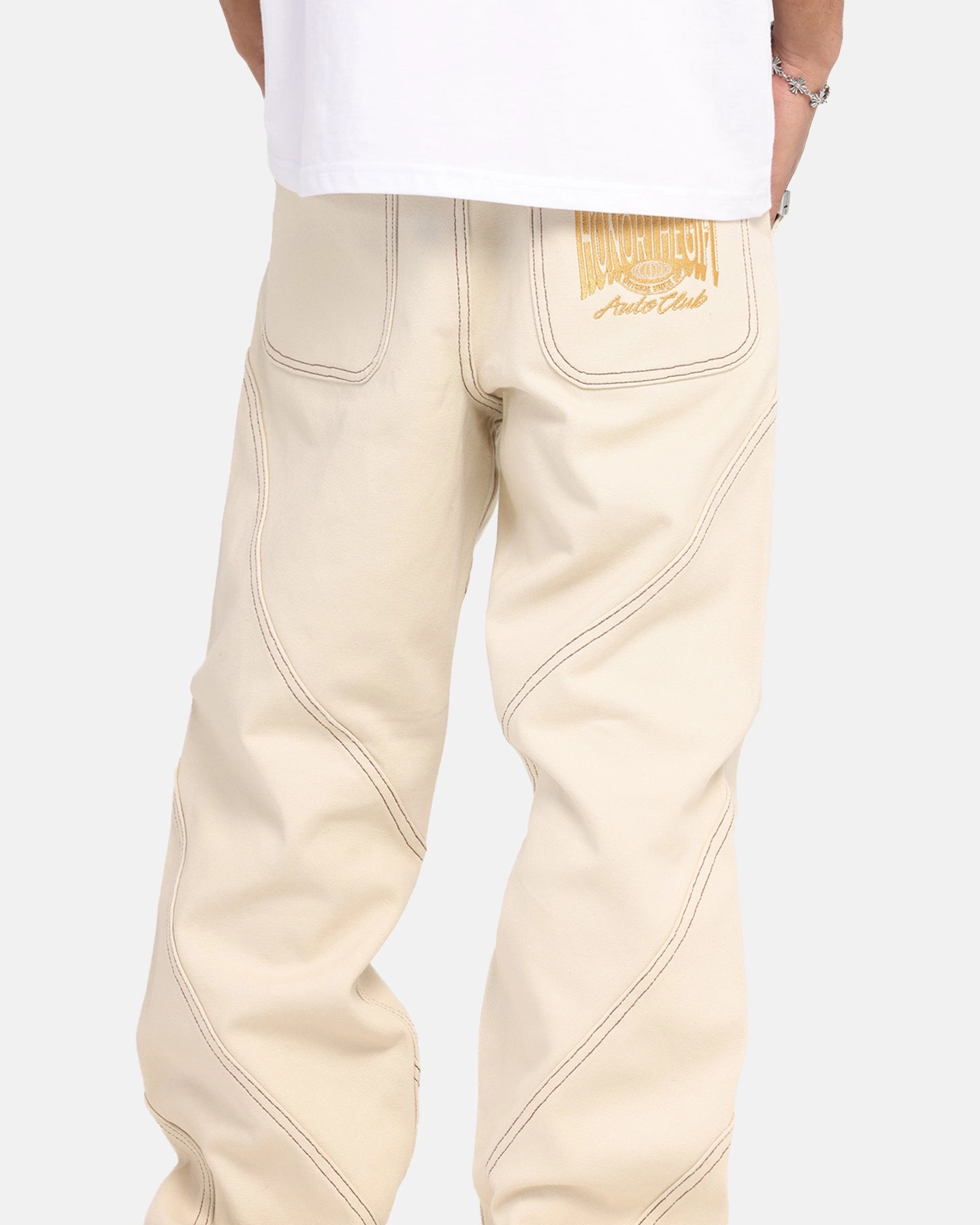 Honor The Gift Racing Panel Pants Bone Relaxed Style