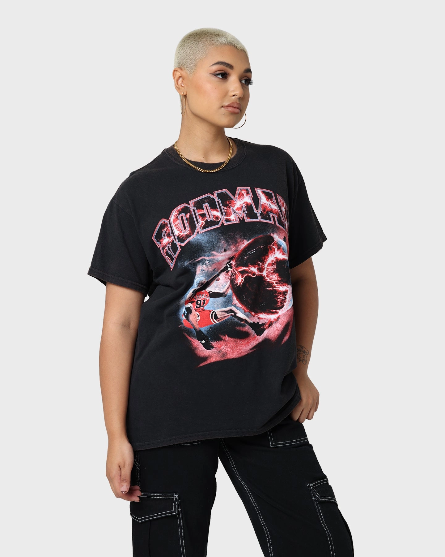 Cool Style Breathable Style Rodman Brand Planet Dunk Vintage T-Shirt Black Wash