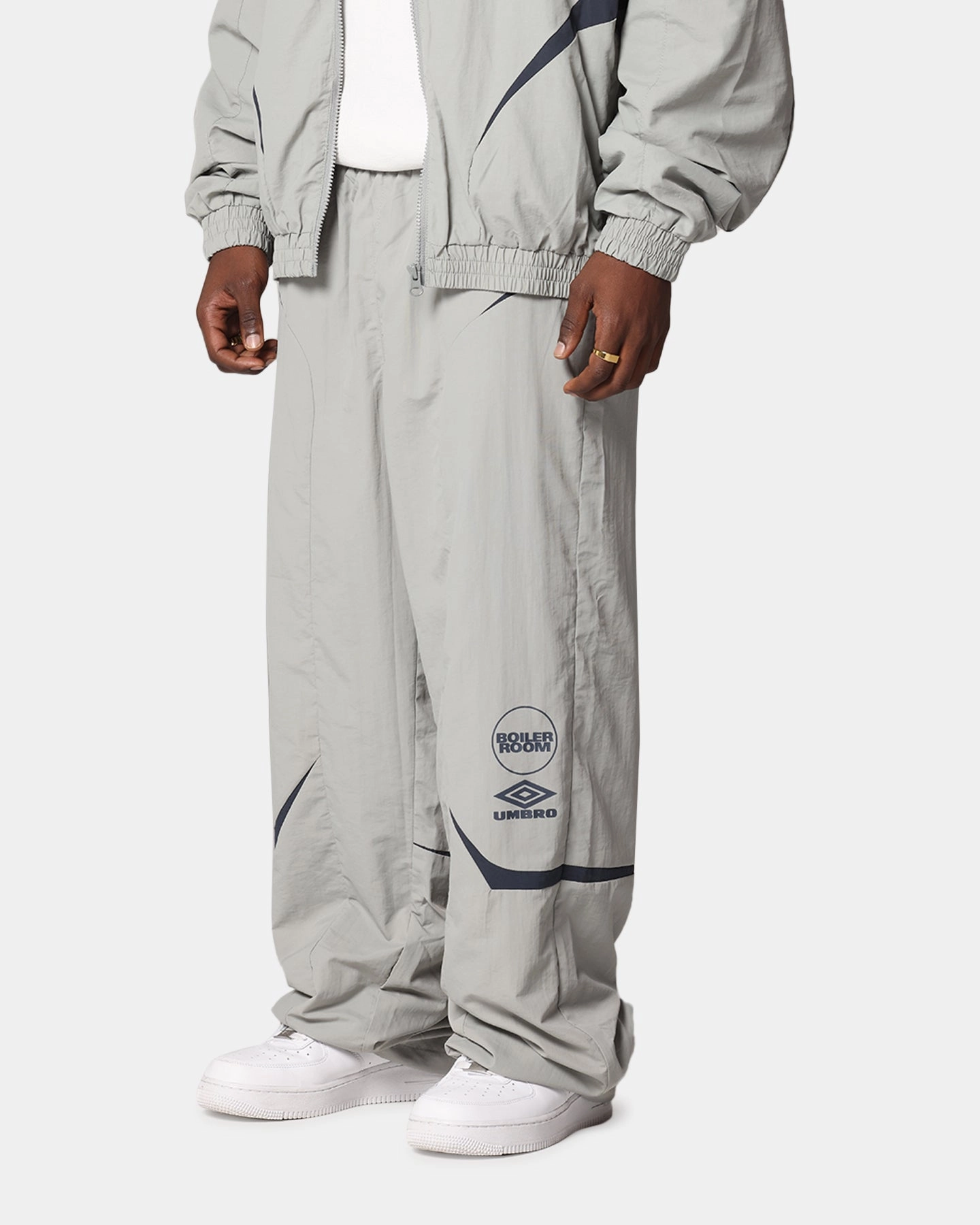 Boiler Room X Umbro Shell Track Pants Grey Soft Stretch SecureClosures