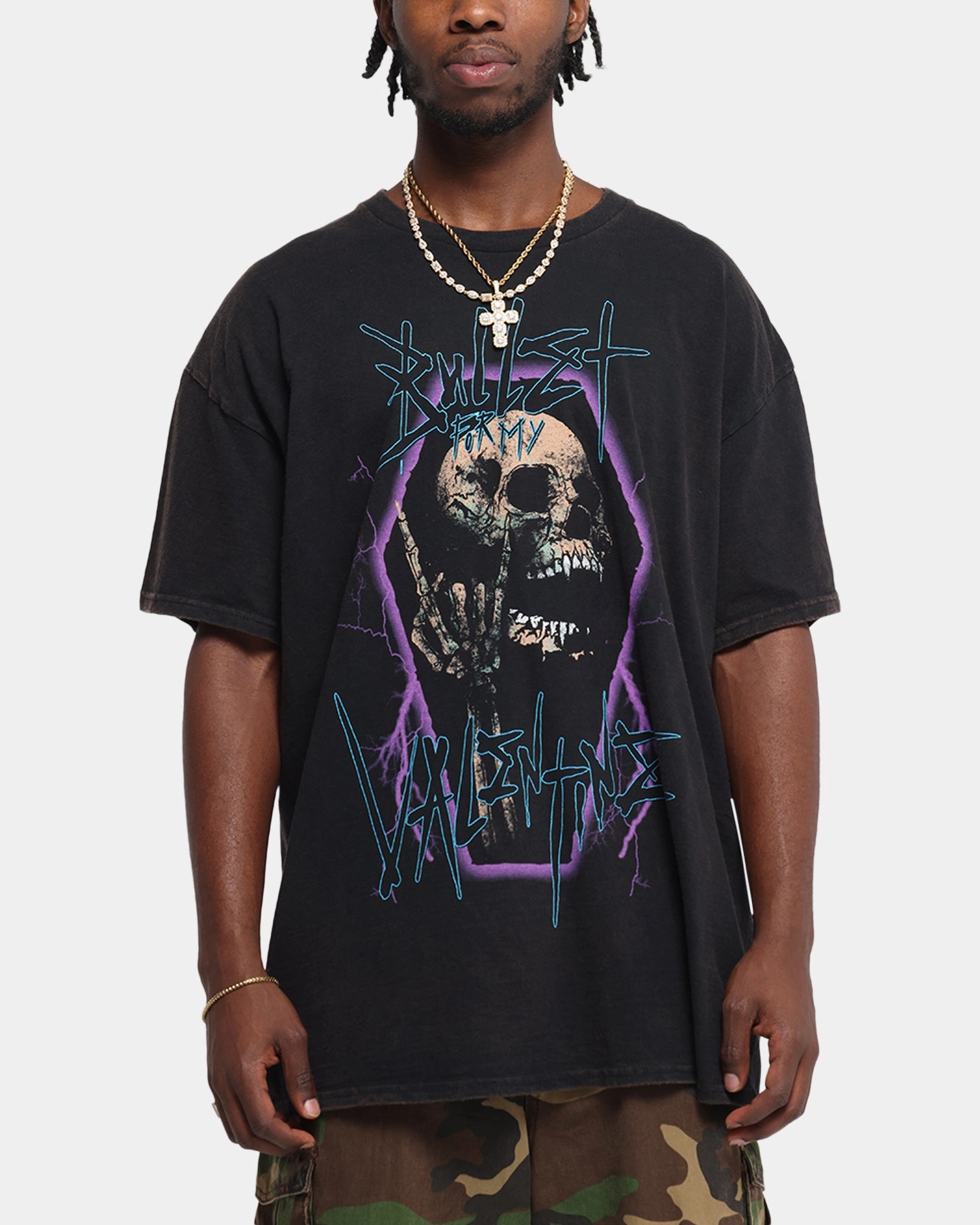 Fun and Relaxed Active Comfort Style Bullet For My Valentine Metal Skull T-Shirt Black Vintage
