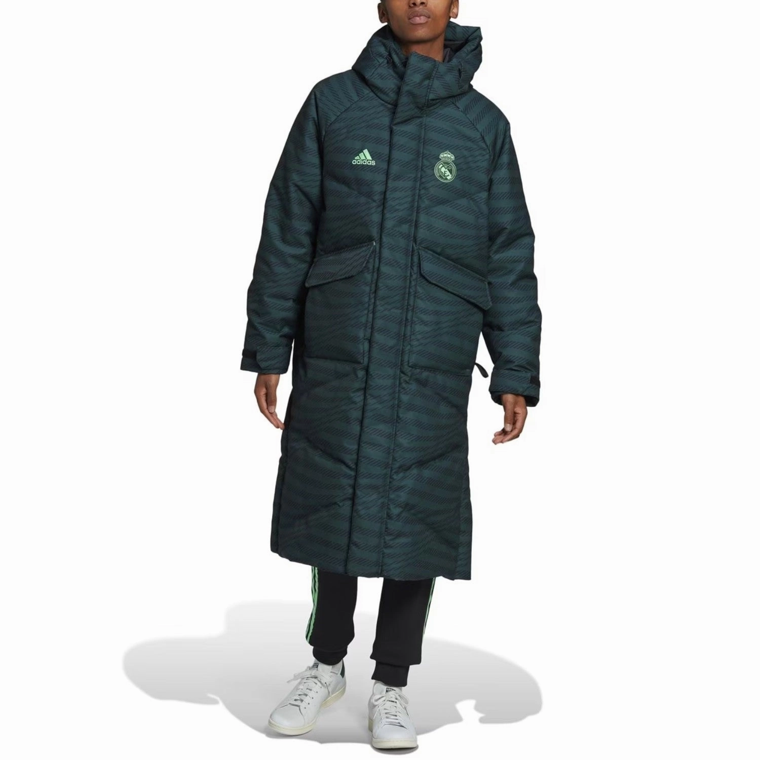 Flexible Ergonomic Fit Real Madrid UCL padded down long jacket 2023 - Adidas