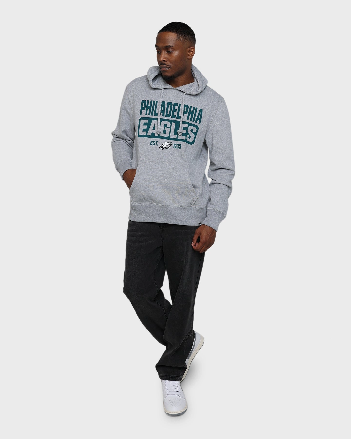 Method Insulated Comfort 47 Brand Philadelphia Eagles Box Out Headline Hoodie Slate Grey