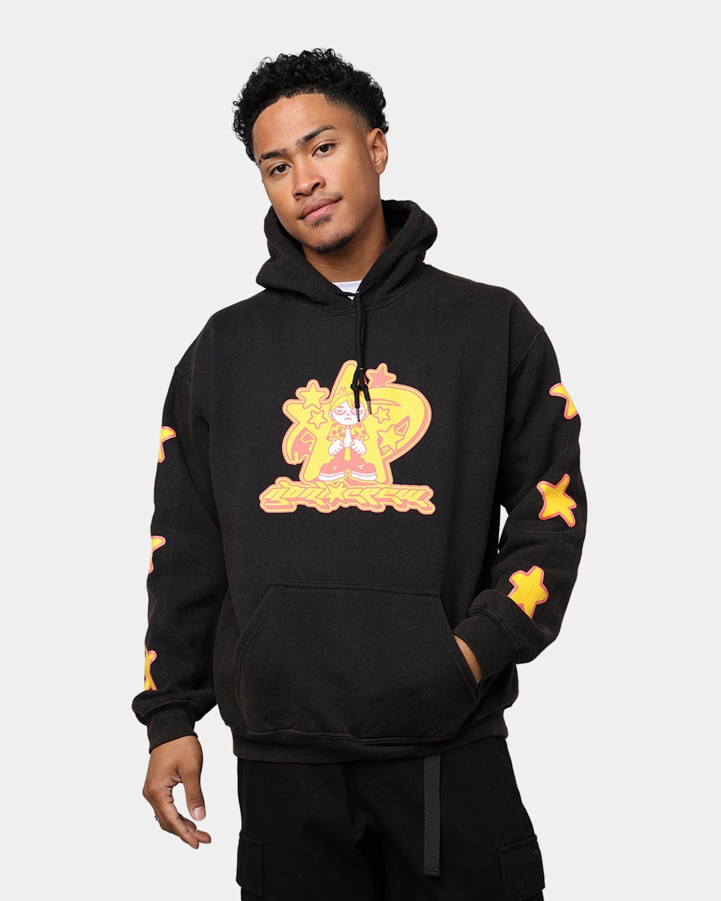 Thrive Wind Lock Goat Crew Y2K Star Hoodie Black