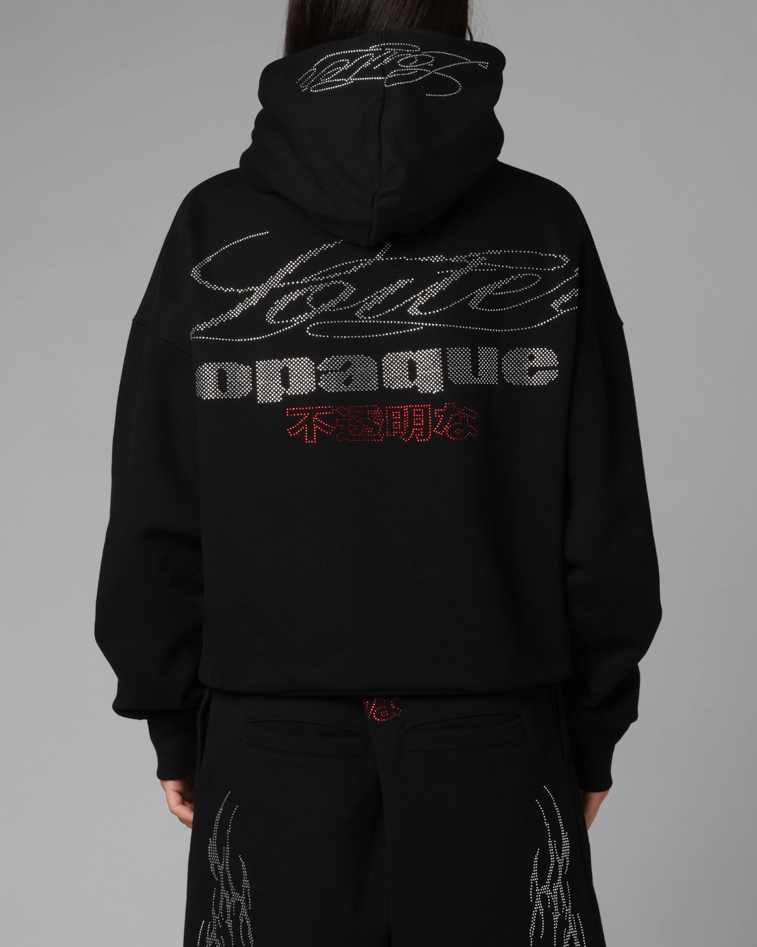 Loiter Opaque Rhinestone Premium Hoodie Black Planner