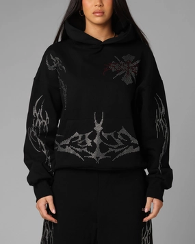 Loiter Opaque Rhinestone Premium Hoodie Black Indoor Use Lightweight