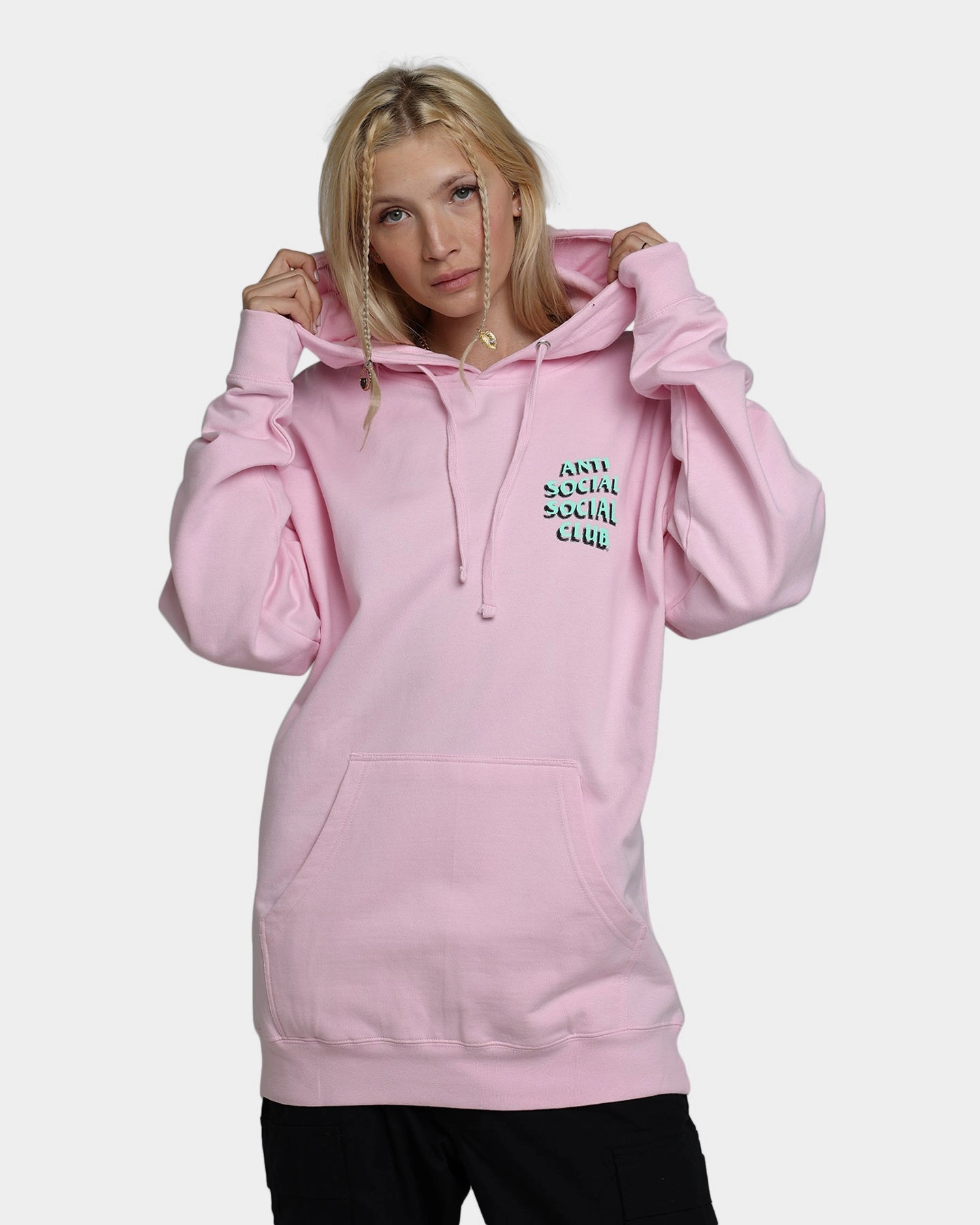 Anti Social Social Club Toned Down Hoodie Pink Articulated Sleeve Cut Cherish