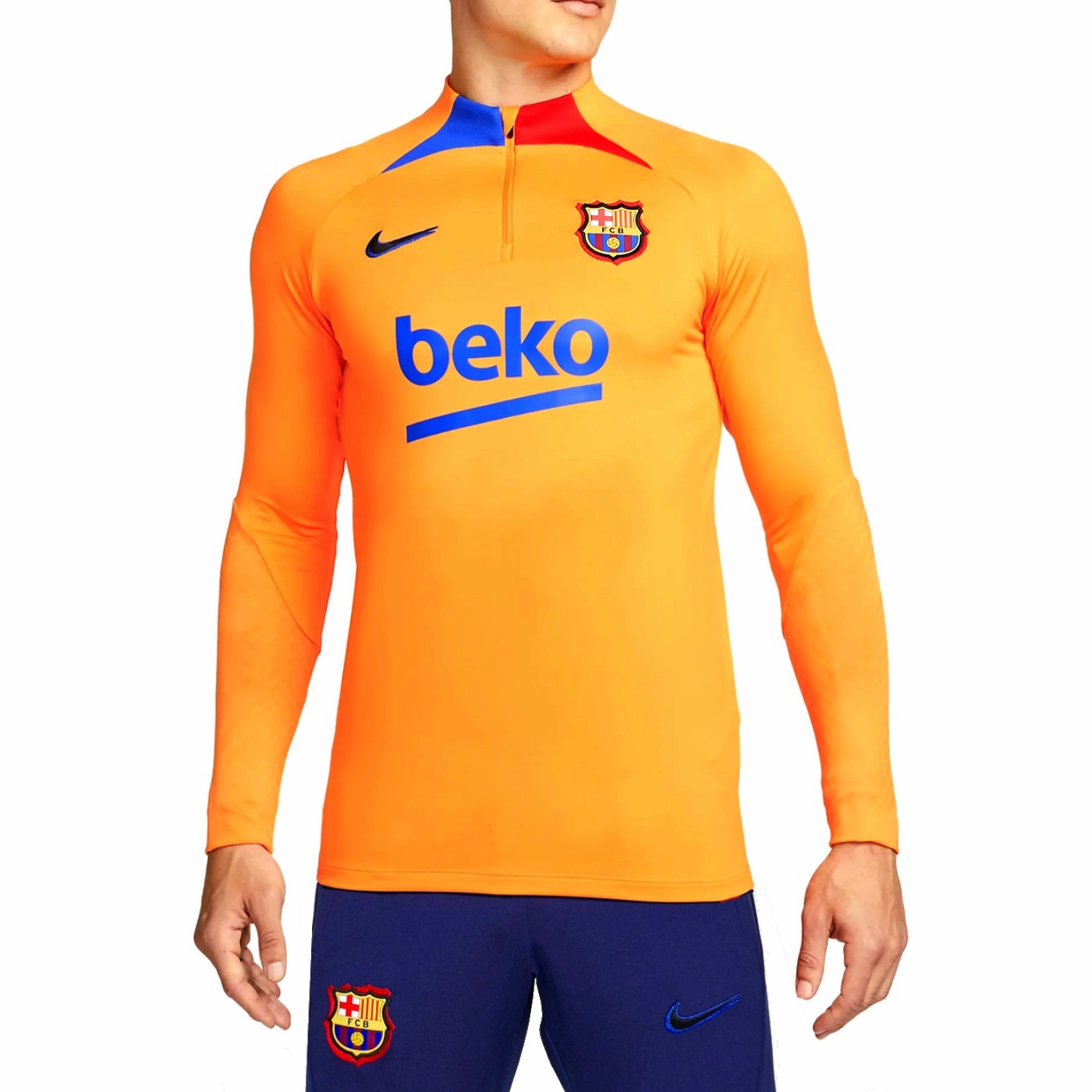 Odor Control Treatment Irritation Free Edging FC Barcelona orange training technical Soccer tracksuit 2022 - Nike