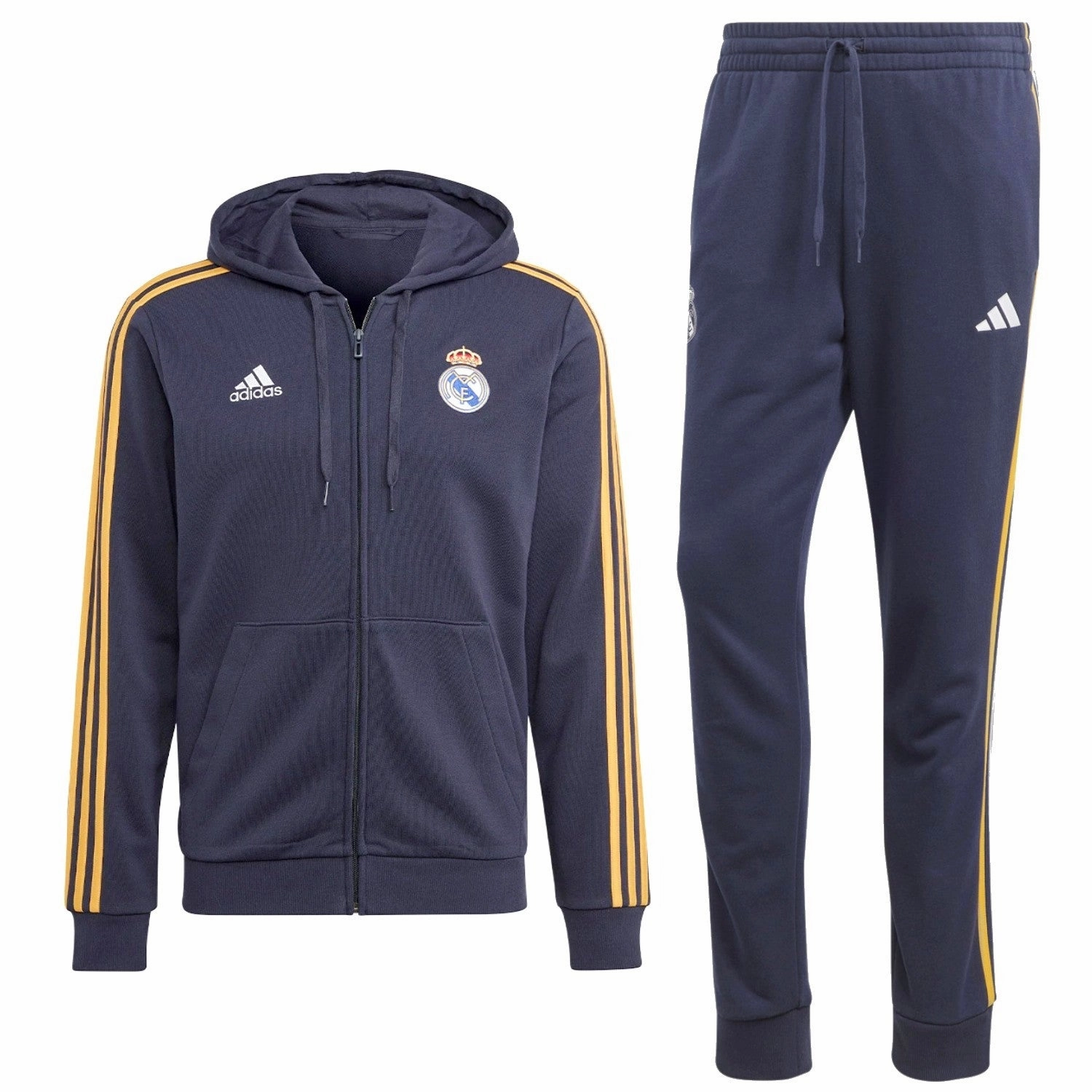 Real Madrid Casual 3S hooded soccer tracksuit 2023/24 ink navy - Adidas NonSlipInnerLayer gym-goer