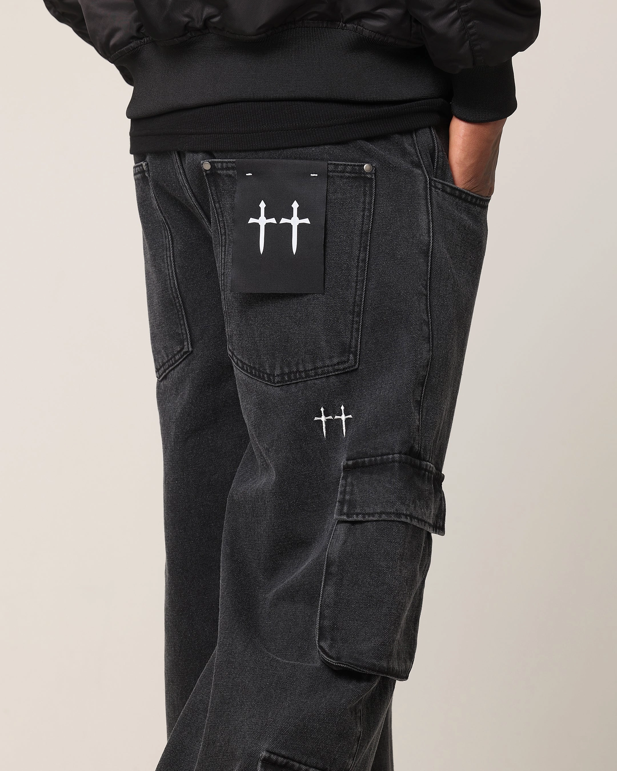 Saint Morta Baggy Workwear Jean Black Shadow Contoured Panel Design