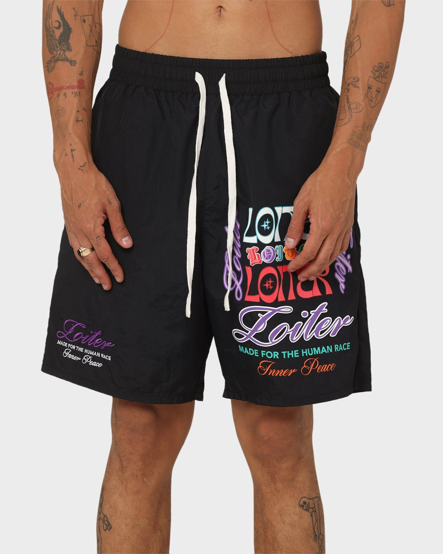Loiter Forbidden Walk Shorts Black Tear Resistant Weave Extended Inseam Options
