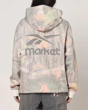 Reebok X Market All Over Print Hoodie Real Tree Camo Statement Sleeves Outdoor Style
