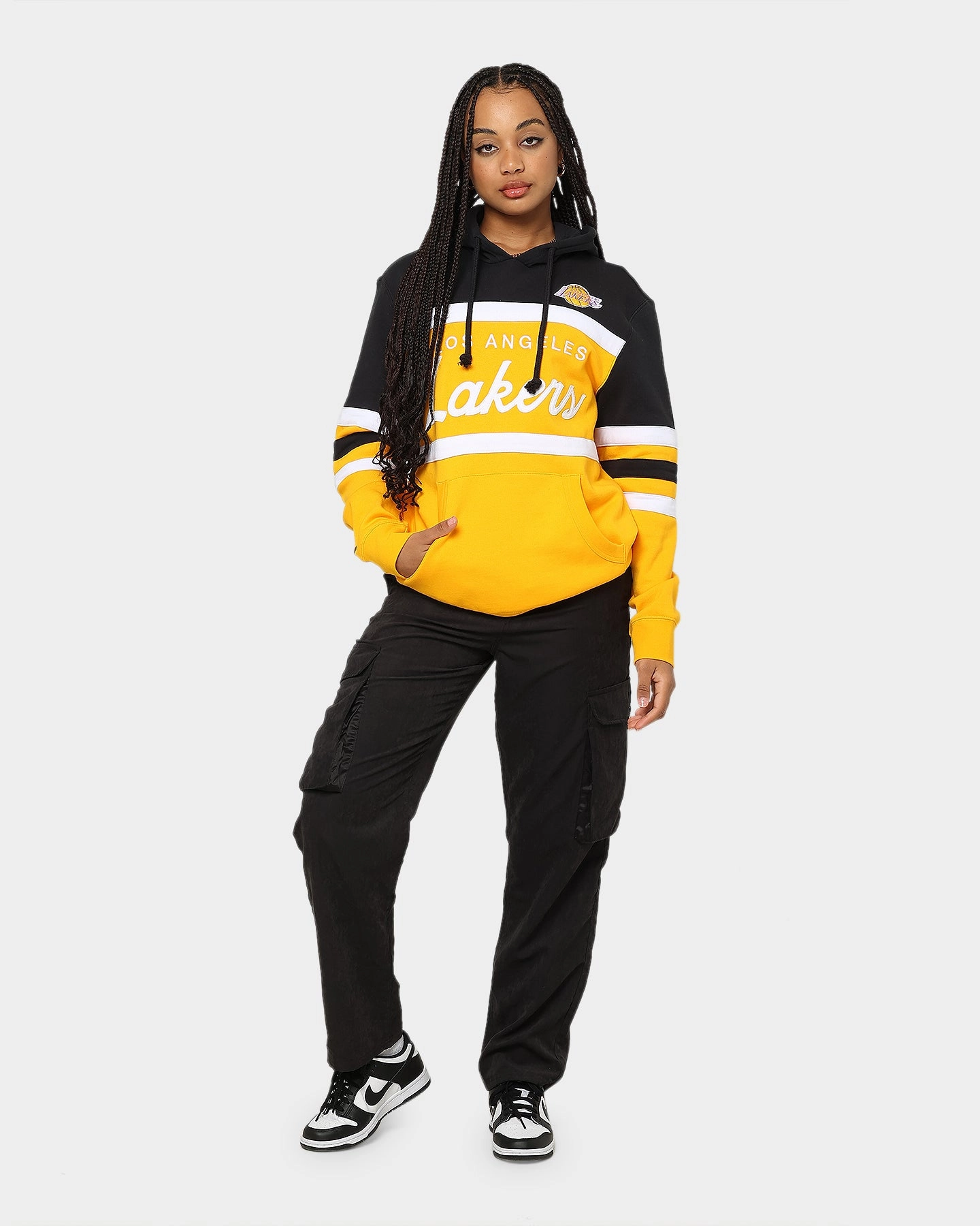 Mitchell & Ness Men's Los Angeles Lakers Head Coach Hoodie Black Adjustable Waist Tabs