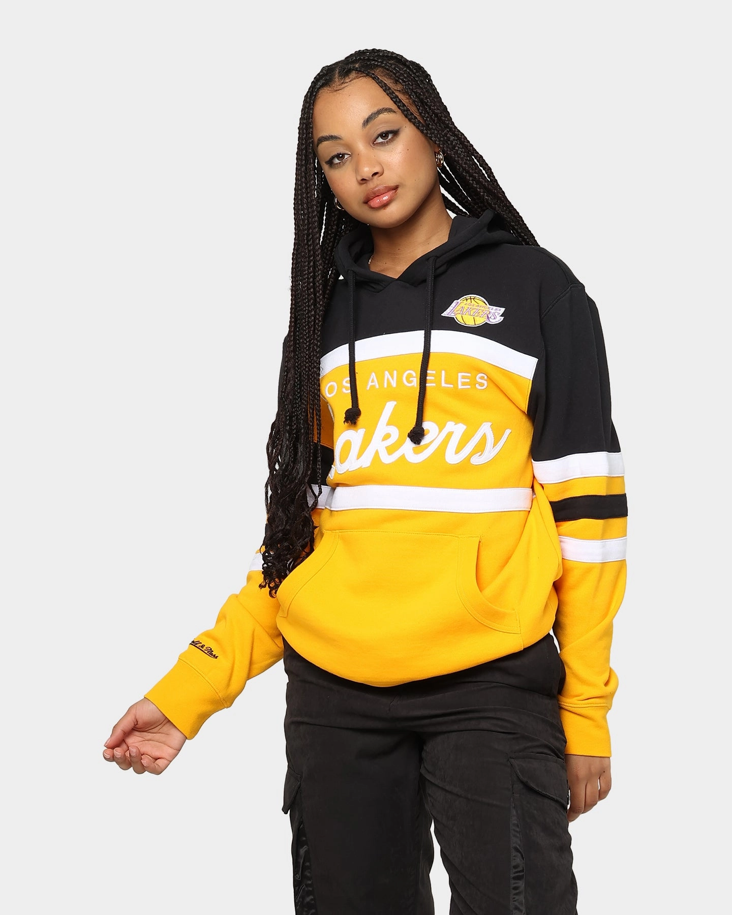 Mitchell & Ness Men's Los Angeles Lakers Head Coach Hoodie Black Heavyweight Double layer fabric