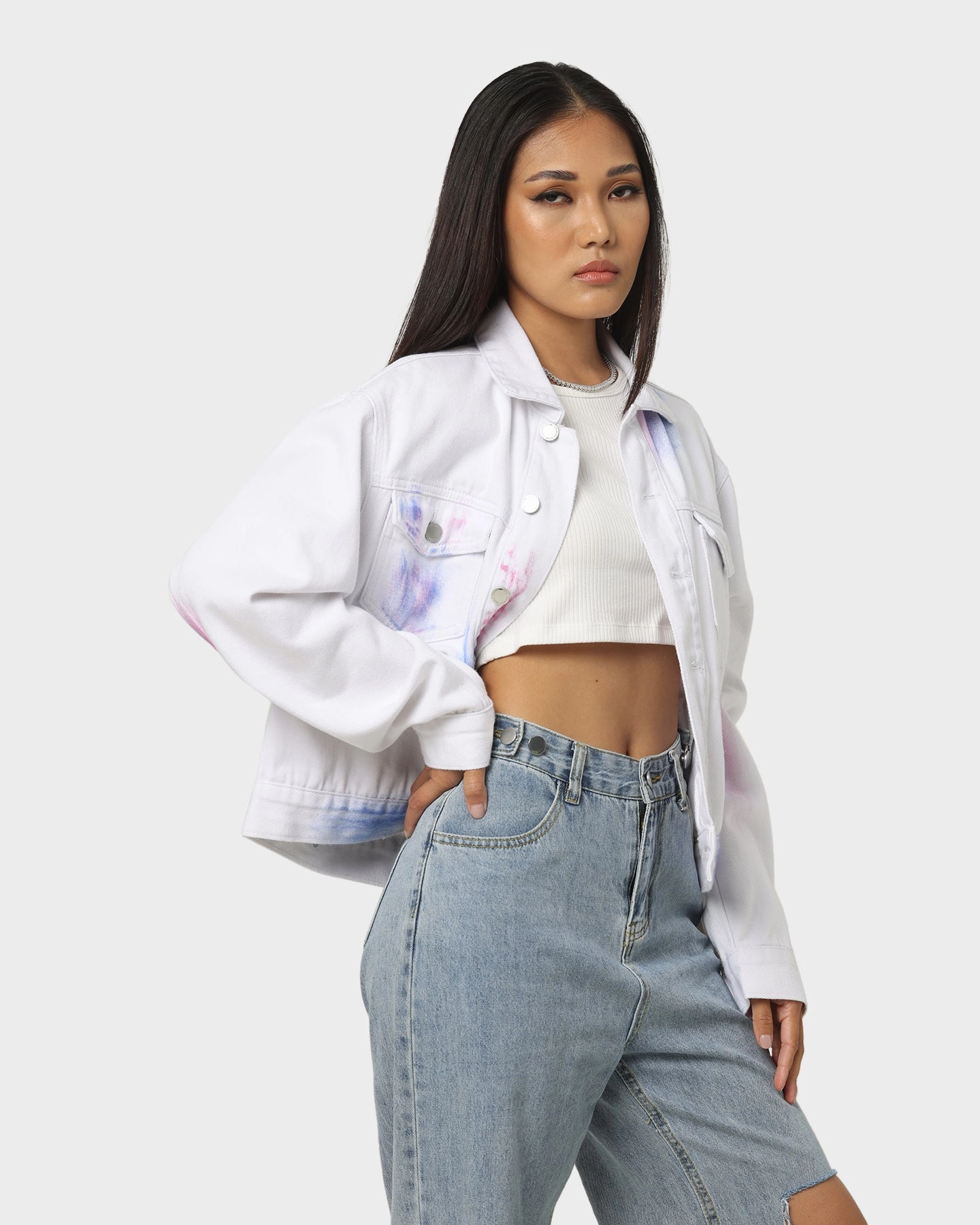 XXIII Women's Aster Tie Dye Denim Jacket Multi-Coloured/White Protective Layer Supply